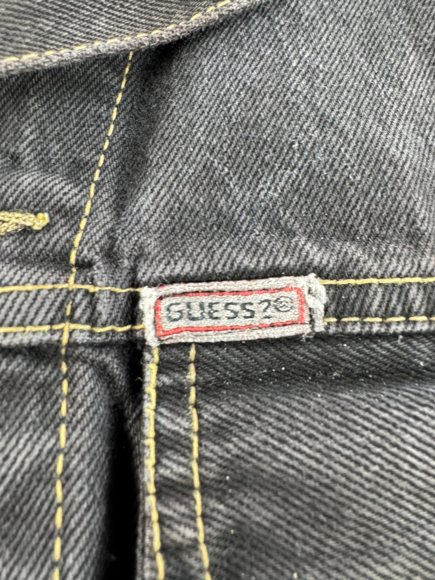 Label on Vintage Guess Black Denim Jacket SZ M
