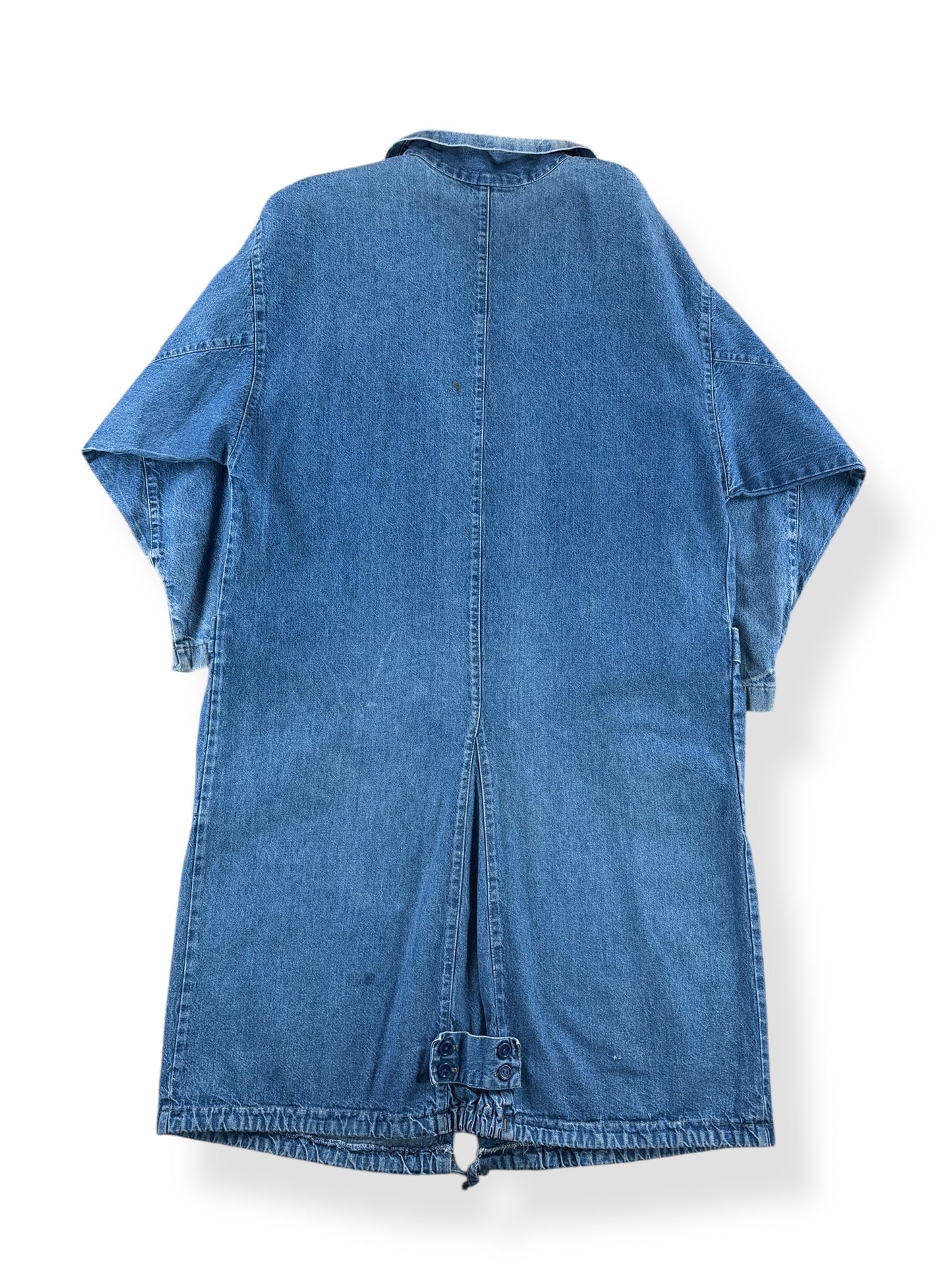 Back of Vintage 80s Long Denim Duster Coat SZ XL