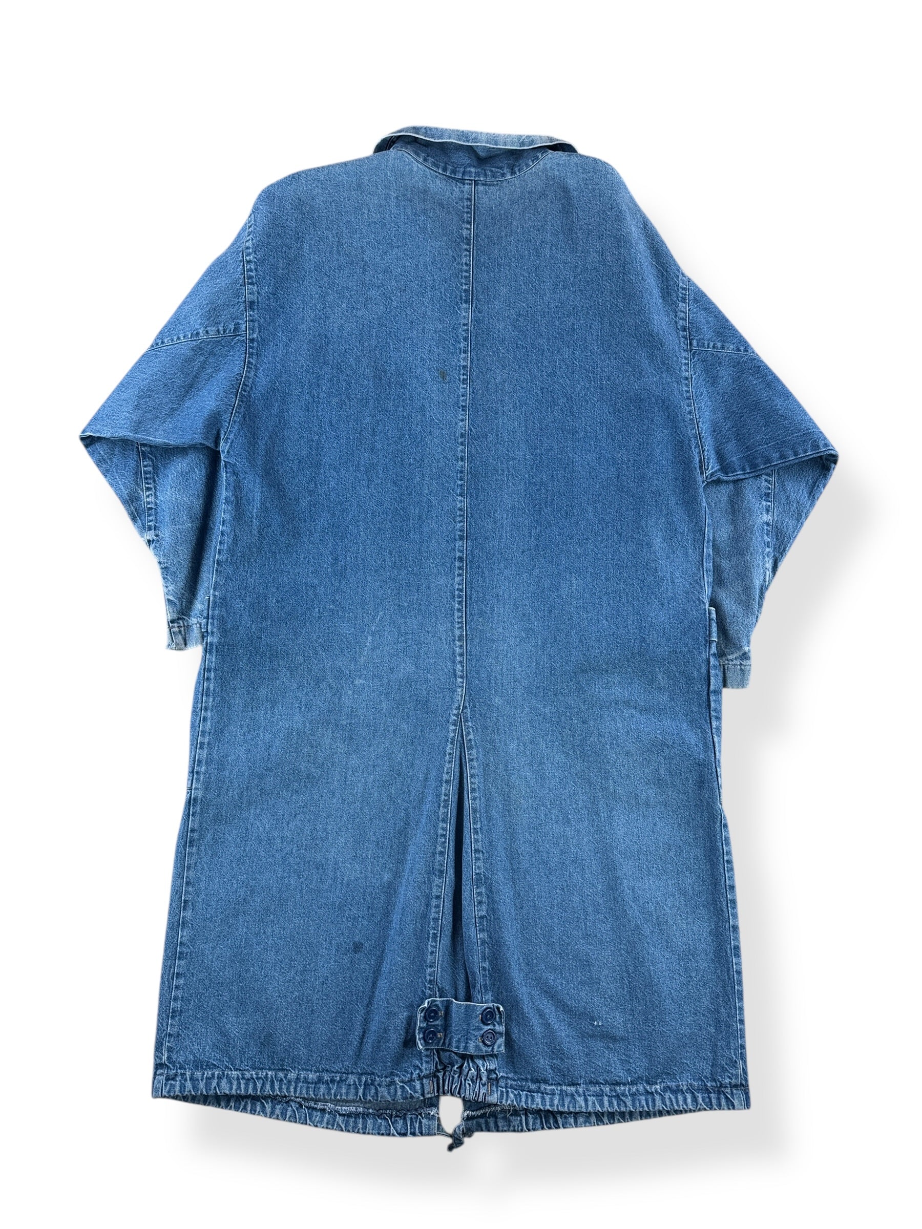 Back of Vintage 80s Long Denim Duster Coat SZ XL