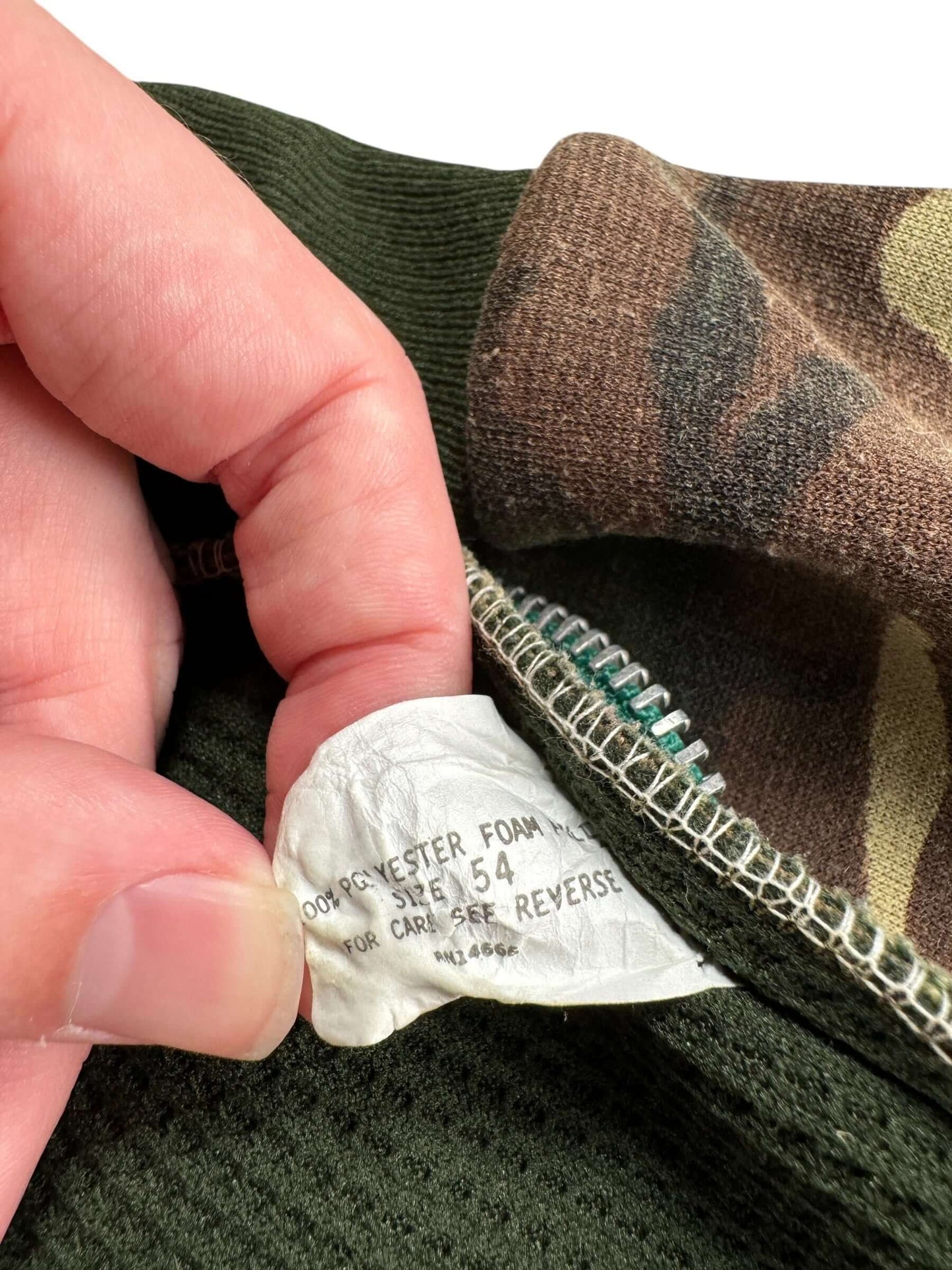 Tag on Vintage Camo Waffle Lined Zip Up Sweatshirt SZ XL