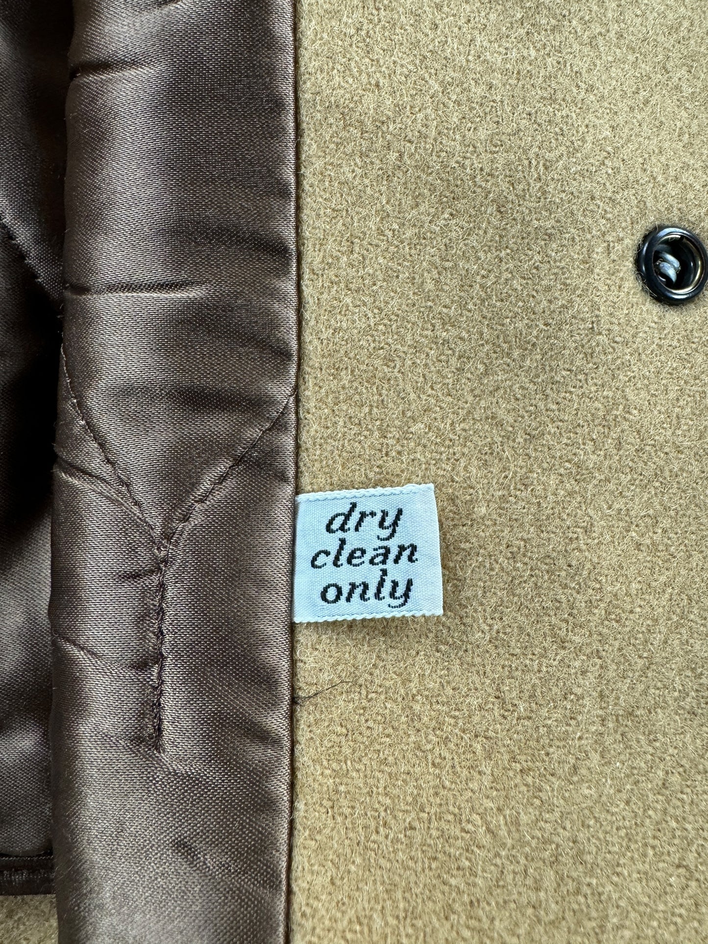 Dry Clean Tag on Vintage Pendleton Wool Fur Collared Coat SZ M