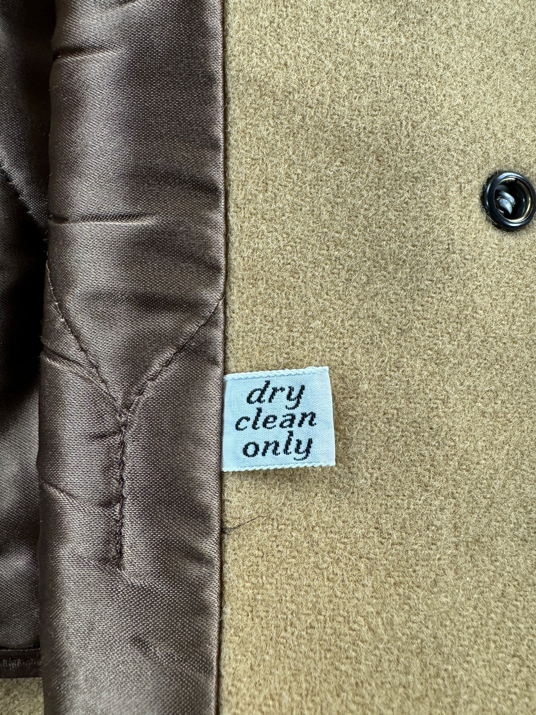 Dry Clean Tag on Vintage Pendleton Wool Fur Collared Coat SZ M