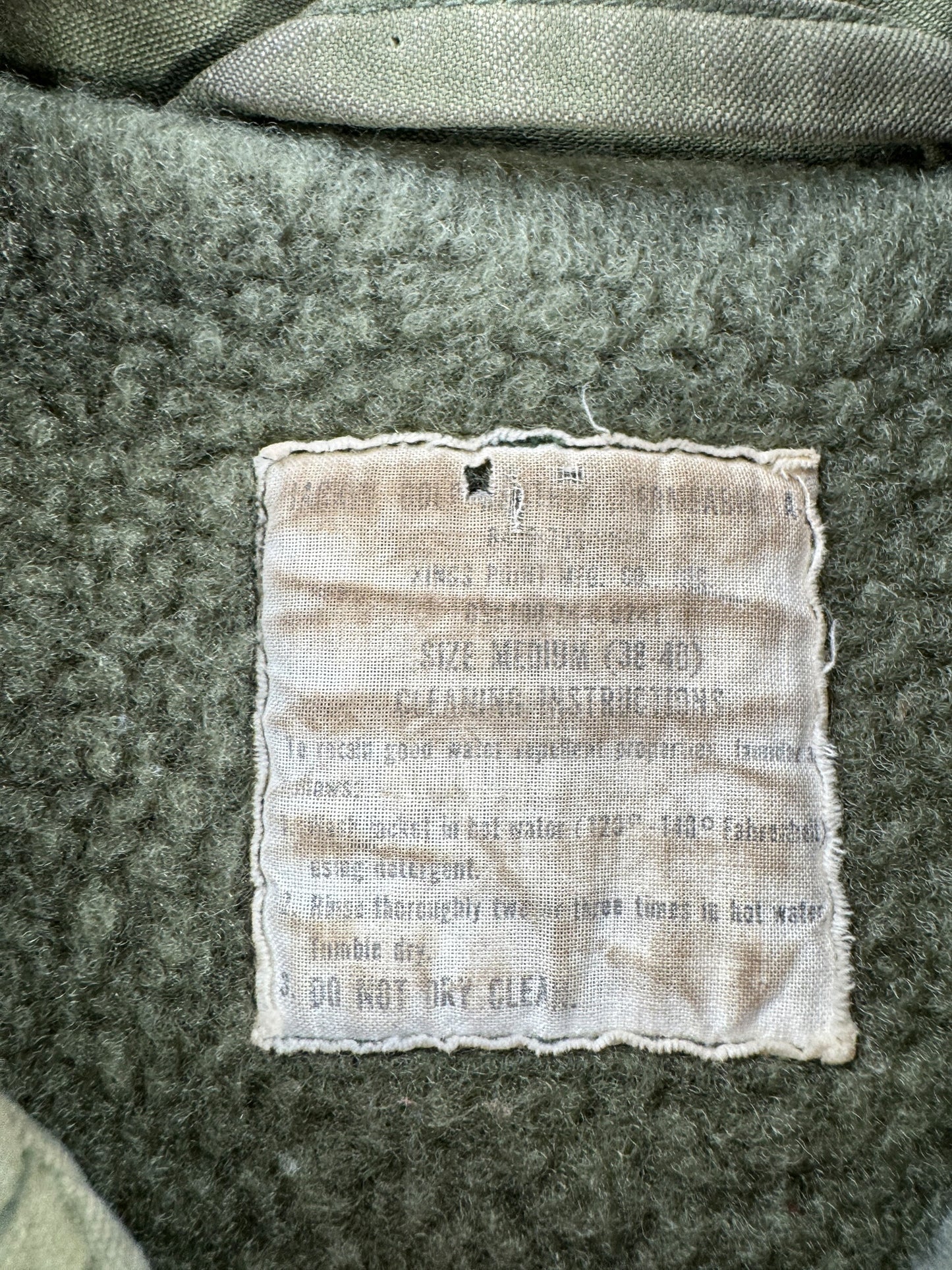 Label on Vintage Military A-2 Jacket SZ M - AS IS