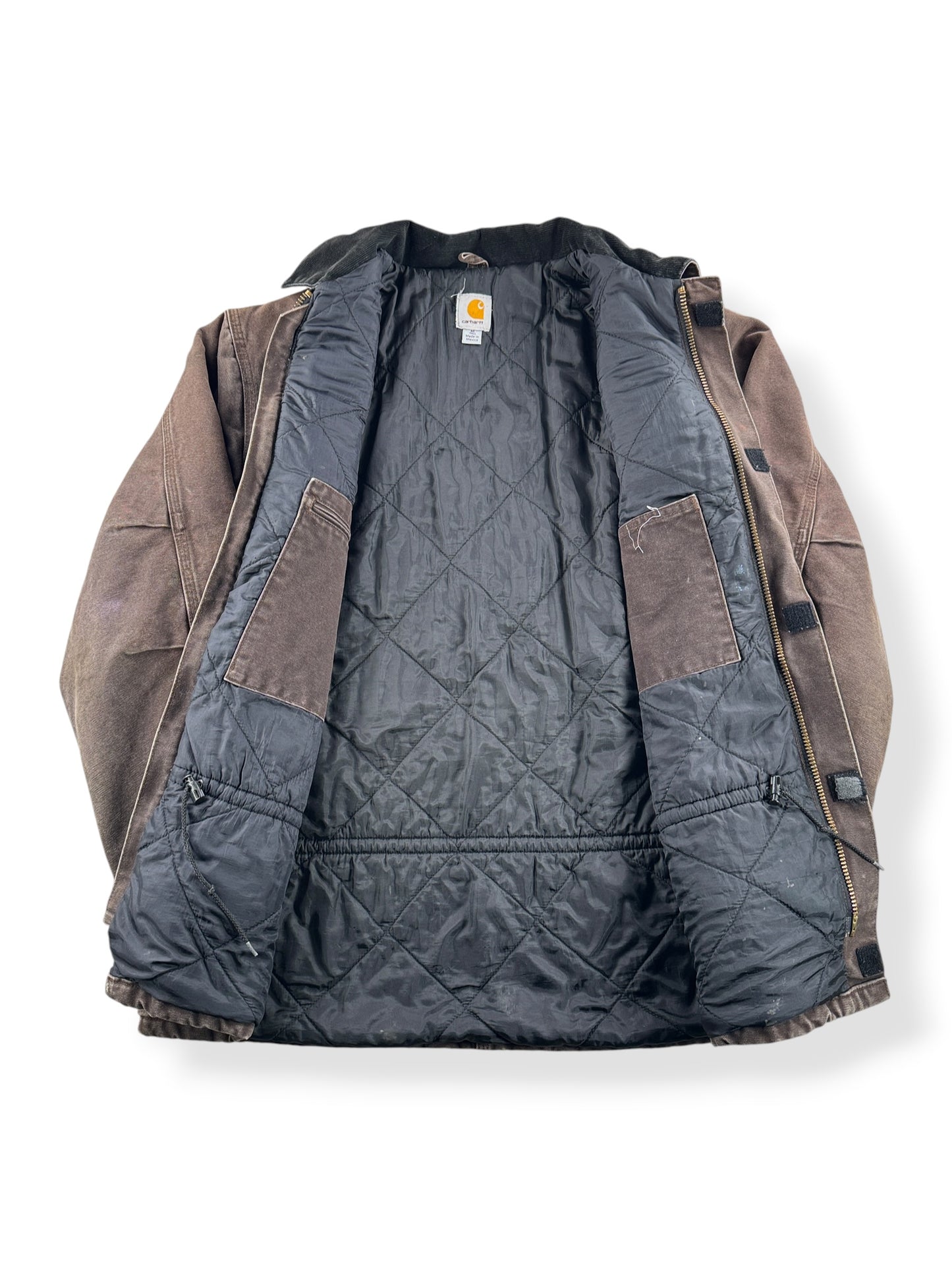 Inside of Vintage Carhartt Arctic Jacket Faded Brown SZ M-T