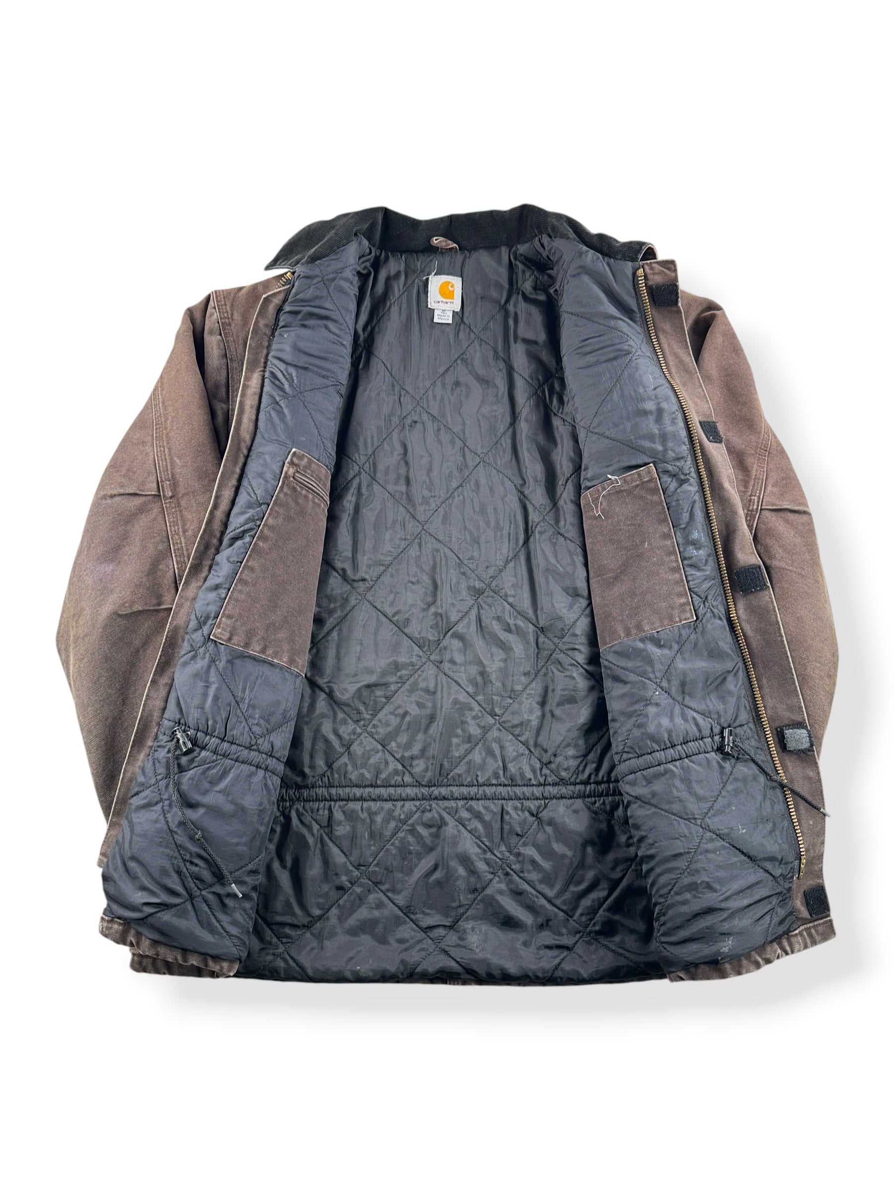 Inside of Vintage Carhartt Arctic Jacket Faded Brown SZ M-T