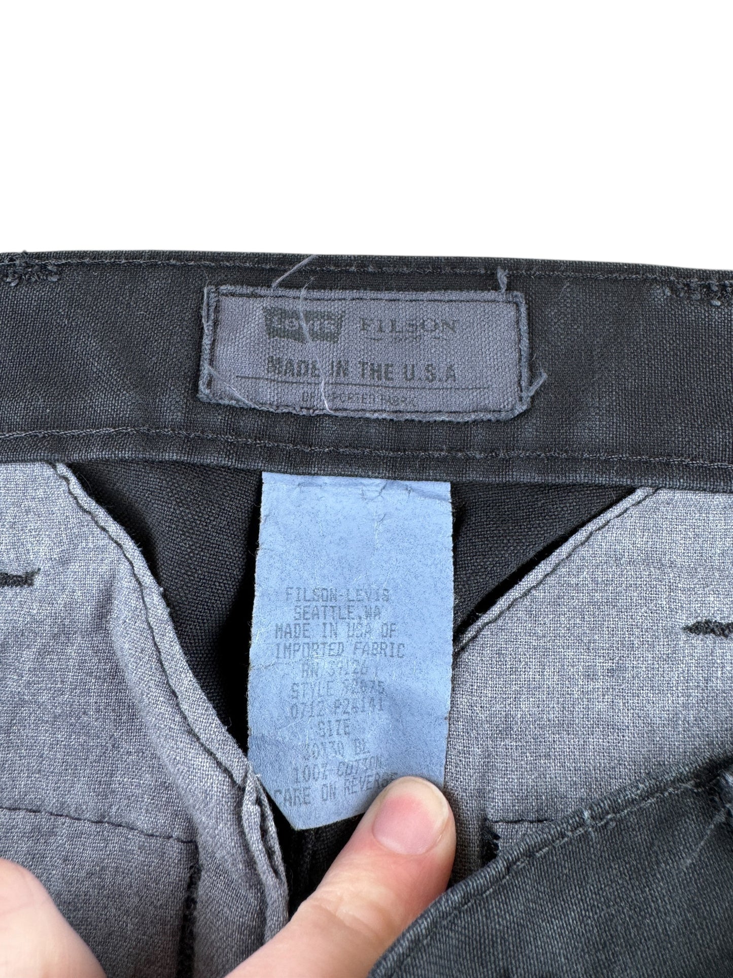 Size on Filson X Levis Black Trousers W30 (Fits W32)
