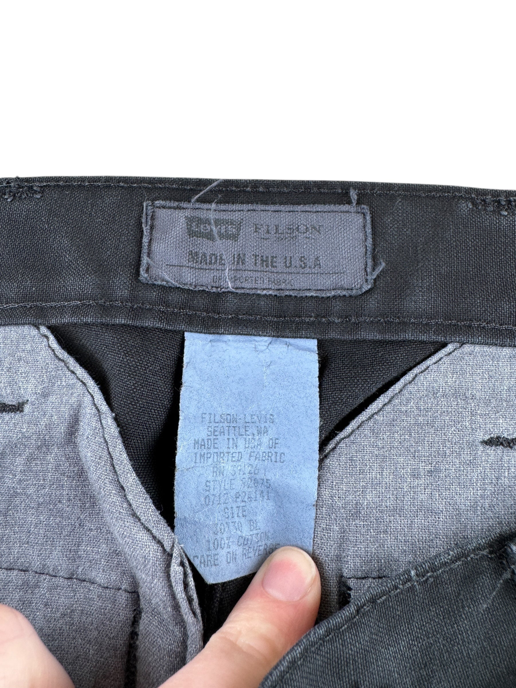 Size on Filson X Levis Black Trousers W30 (Fits W32)