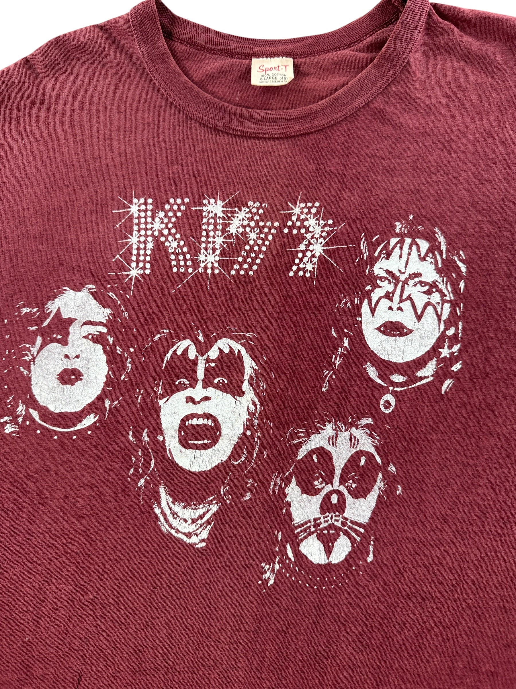 Graphic of Vintage 70s Maroon Kiss Tee SZ XL (Fits L)