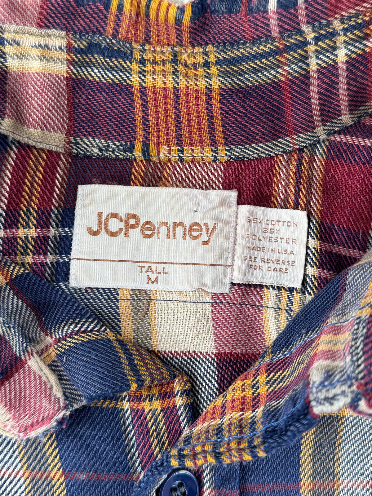 Tags on Vintage Thrashed 80's JC Penney Flannel SZ M