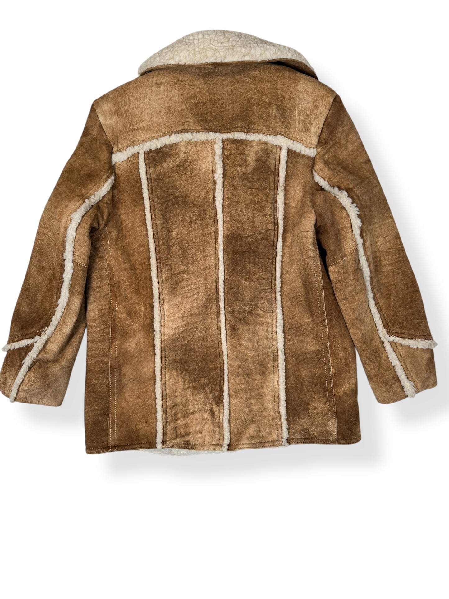 Back of 1970s Grais Suede Shearling Coat L