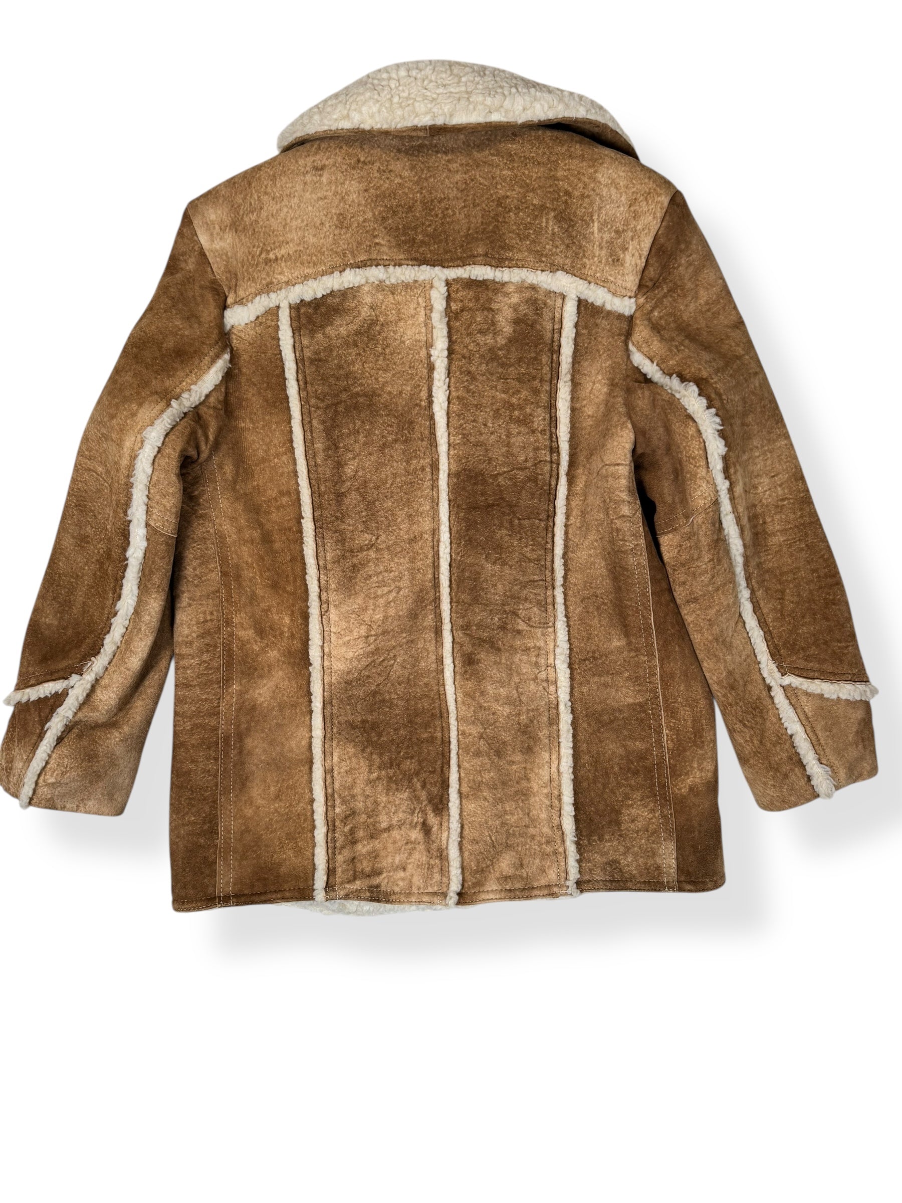 Back of 1970s Grais Suede Shearling Coat L