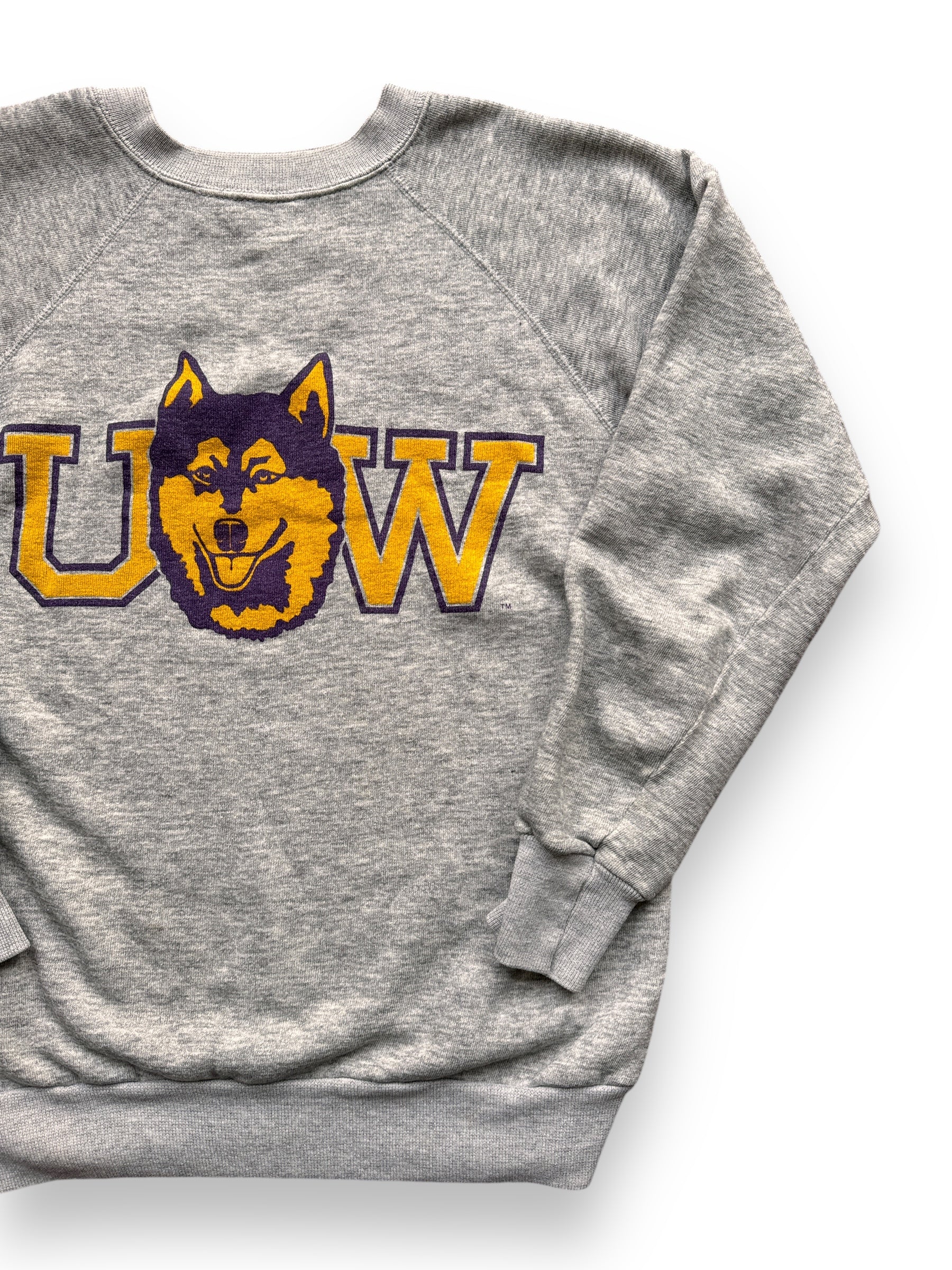 front right of Vintage University of Washington Husky Crewneck SZ S