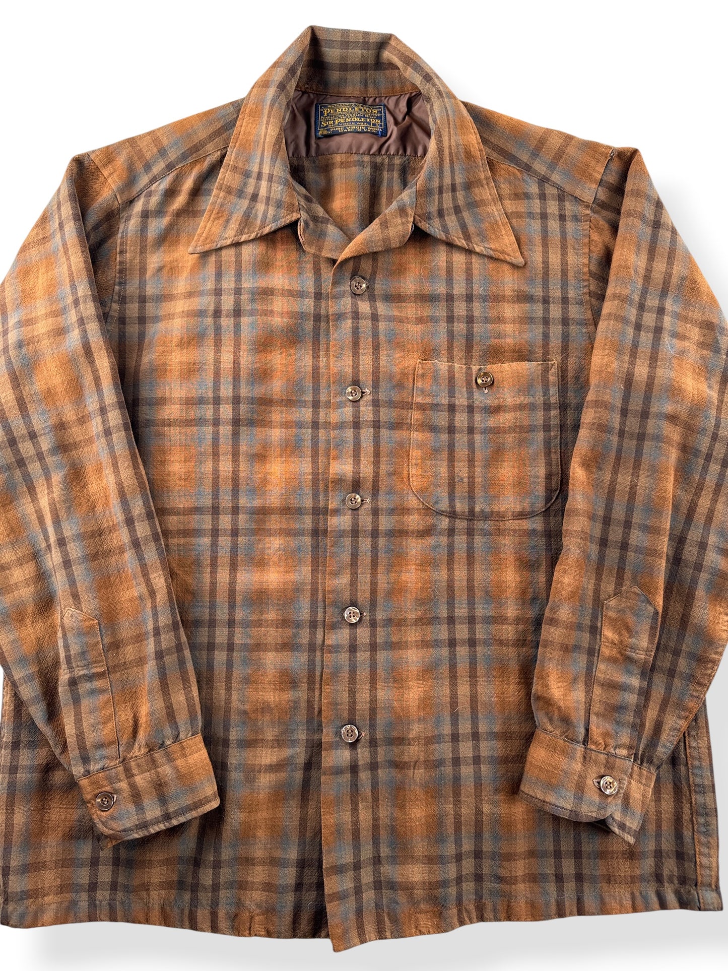 Front Close Up of Vintage Sir Pendleton Flannel SZ L - AS IS