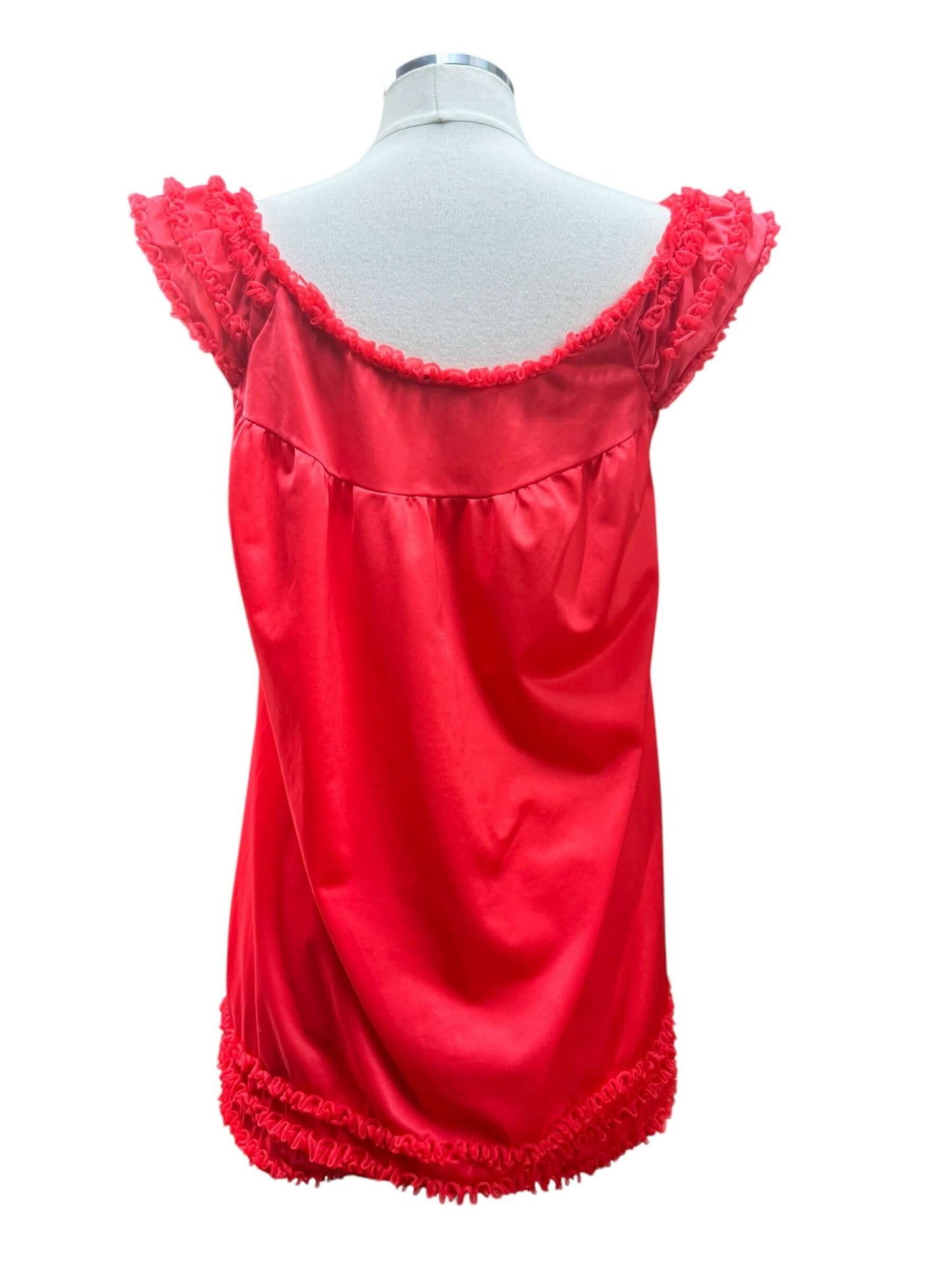 Back view of 1960s Red Ruffle Nighty Top L