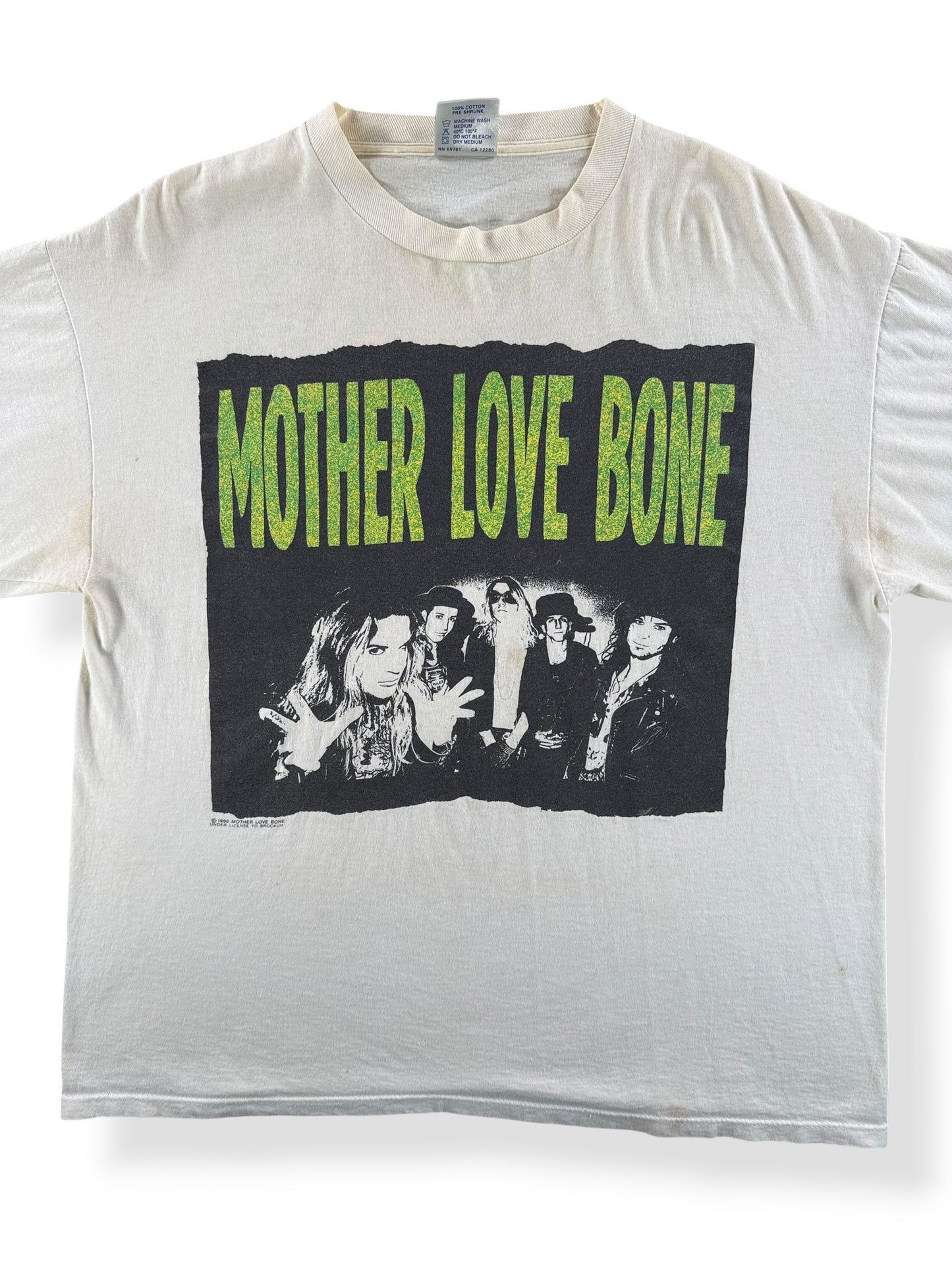 Front Close Up of Vintage Mother Love Bone Half Ass Monkey Boy Tee SZ XL (Fits L)