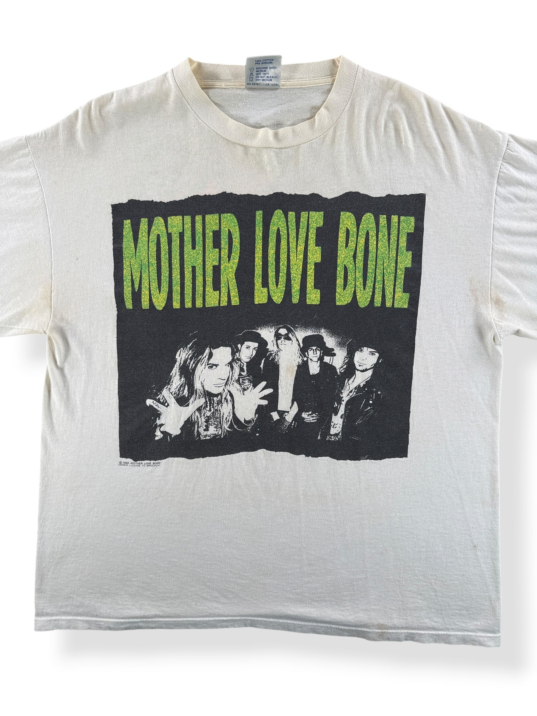 Front Close Up of Vintage Mother Love Bone Half Ass Monkey Boy Tee SZ XL (Fits L)