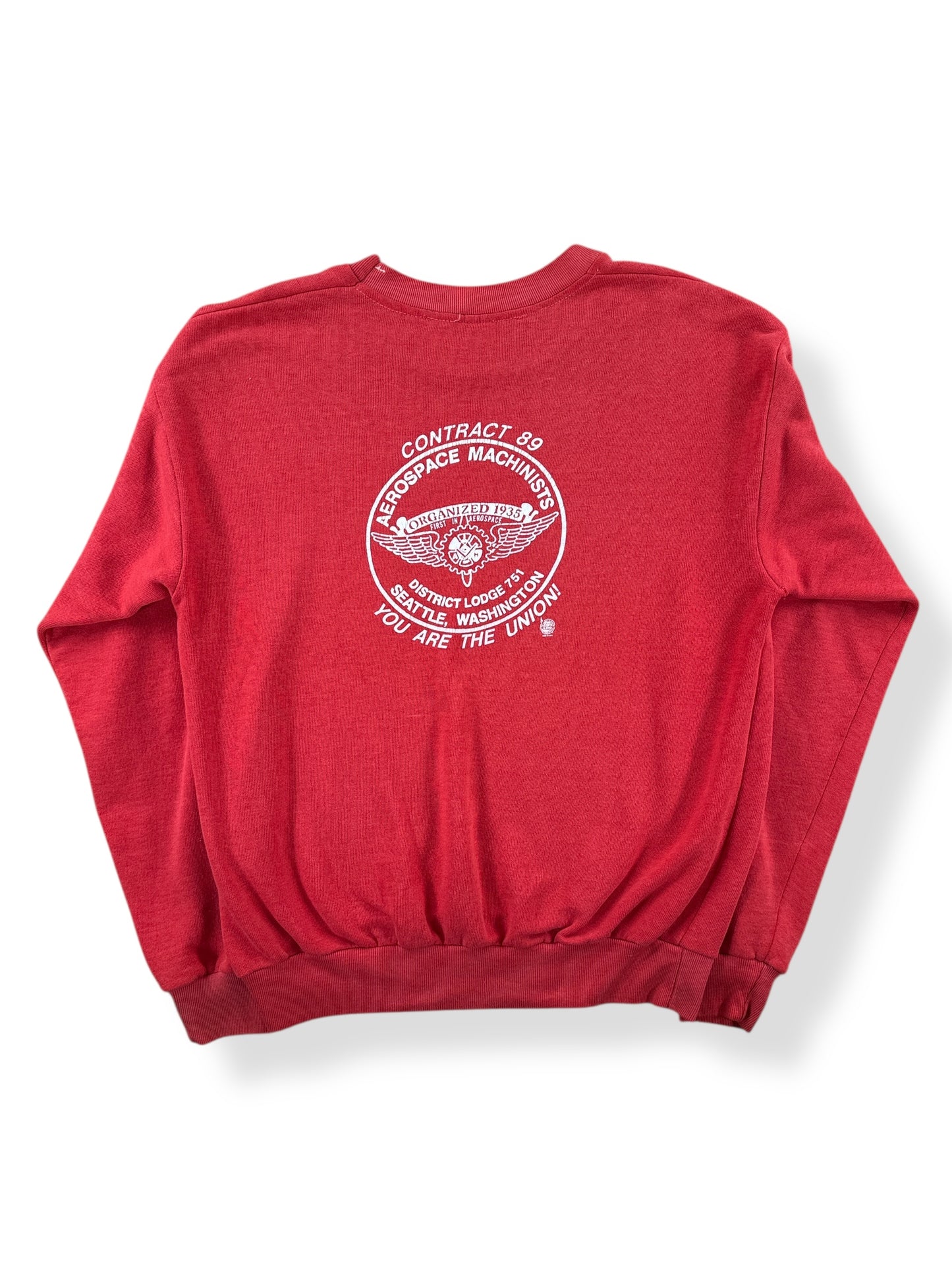 Back of Vintage Faded 1989 Fighting Machinists Crewneck SZ M