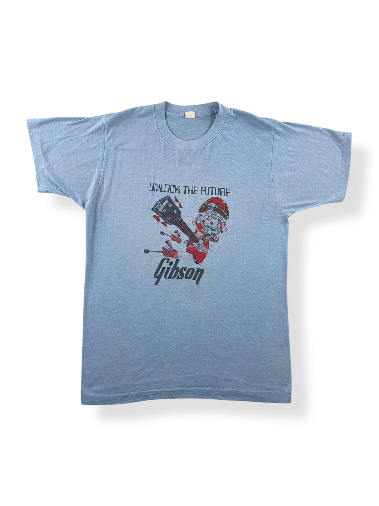 Front of Vintage Gibson Guitars Unlock The Future Tee SZ L (Fits M)
