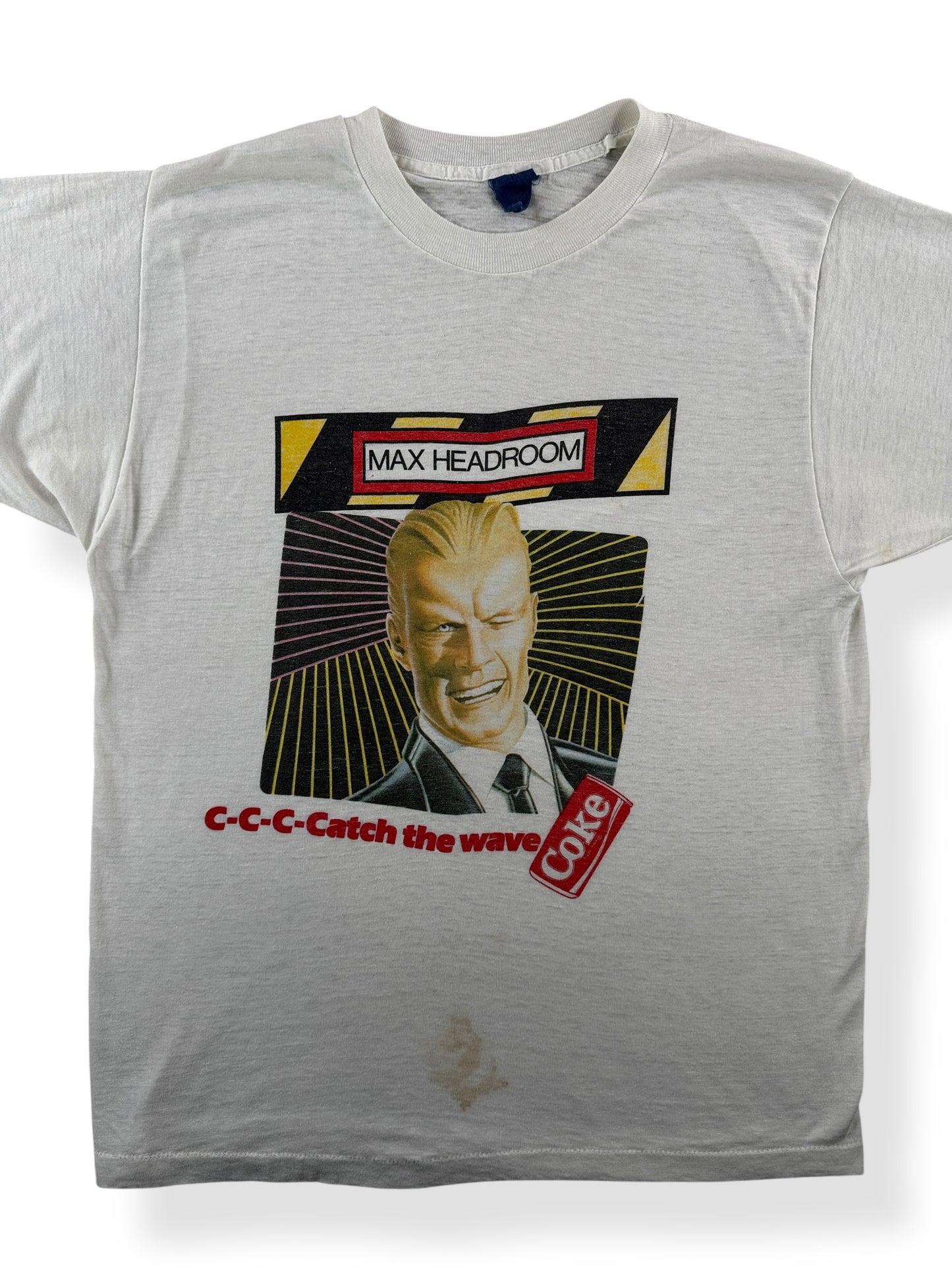 Front Close Up of Vintage Max Headroom Coke Tee SZ M