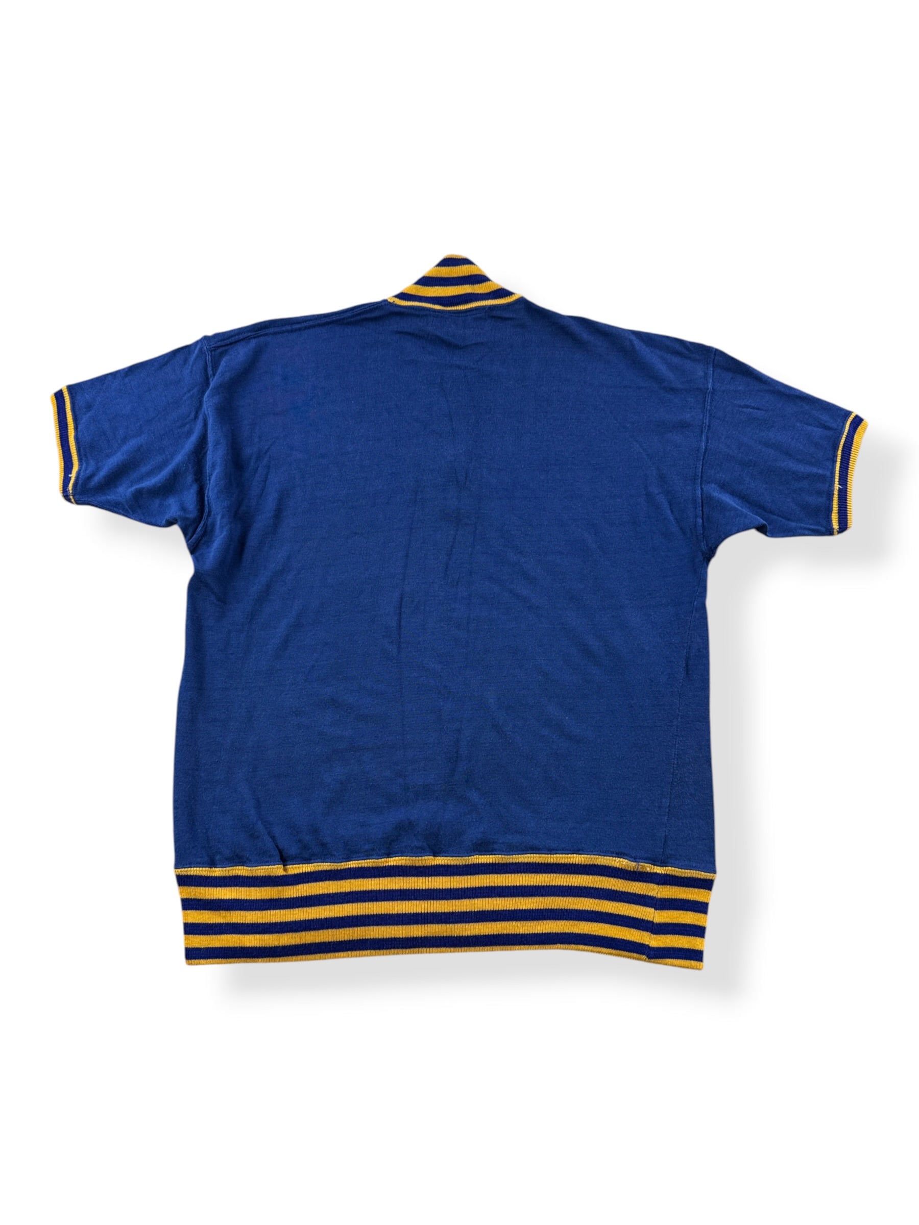 Back of Vintage Russell Southern Blue & Yellow 1/4 Zip Durene Jersey SZ L (Fits M)