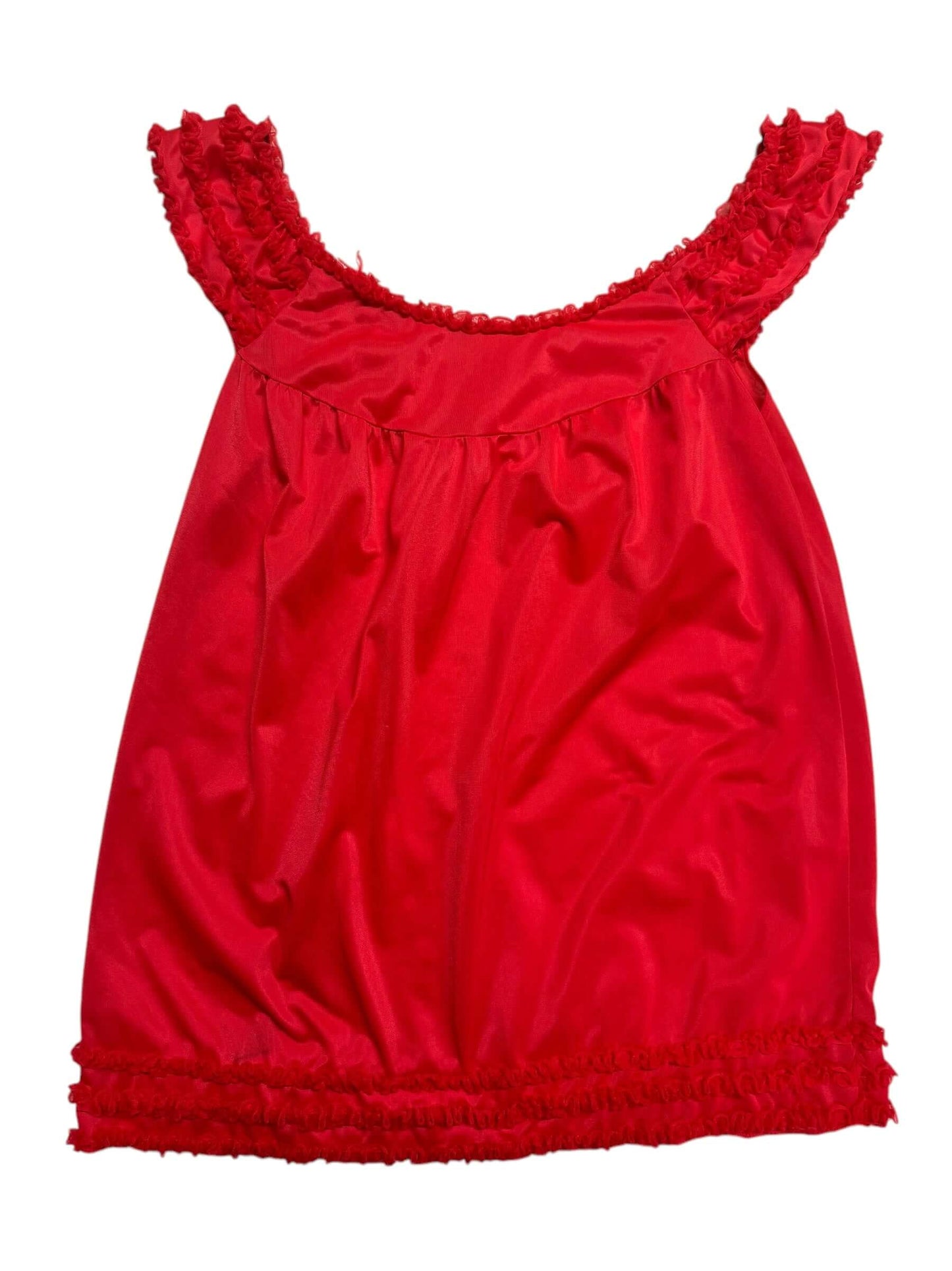 Back view of 1960s Red Ruffle Nighty Top L