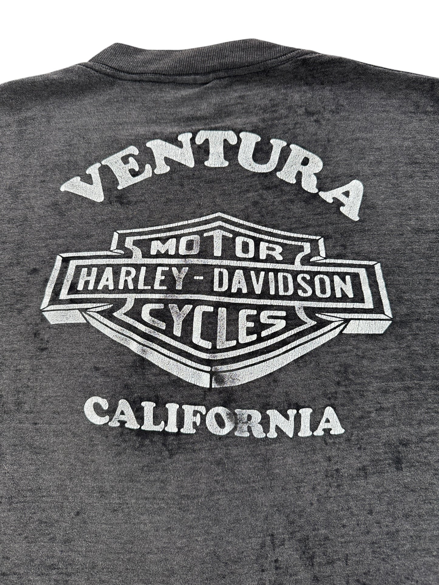 Back Graphic of Vintage Harley Davidson 3D Emblem Ventura Eagle Tee SZ M
