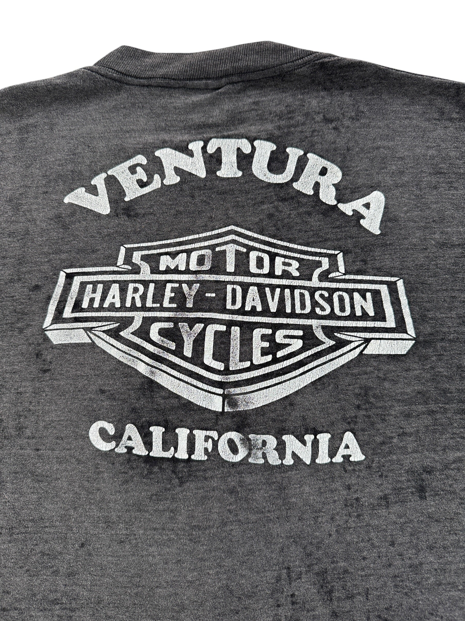 Back Graphic of Vintage Harley Davidson 3D Emblem Ventura Eagle Tee SZ M