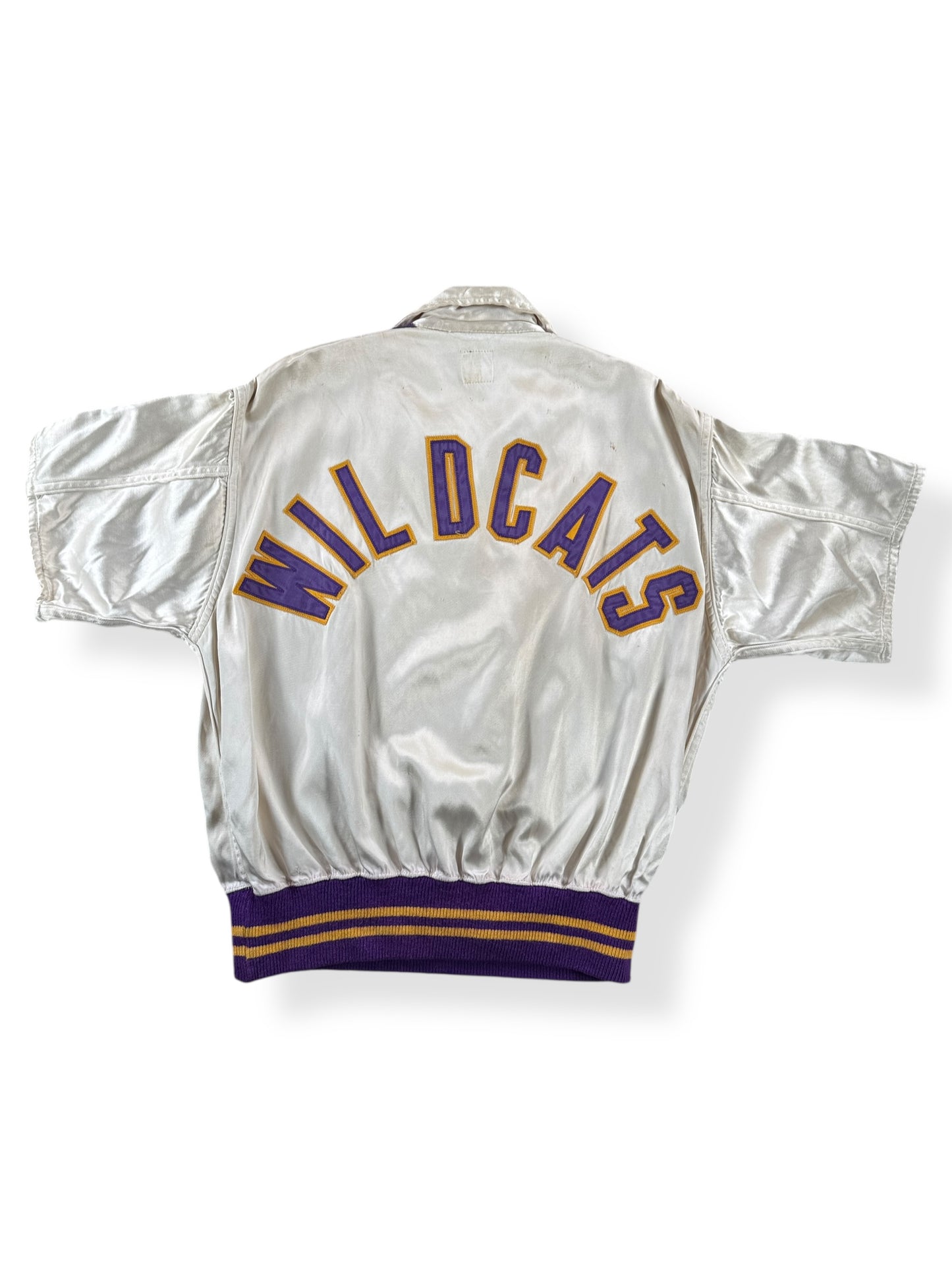 Back of Vintage Satin OHHS WIldcats Warm Up Top SZ L