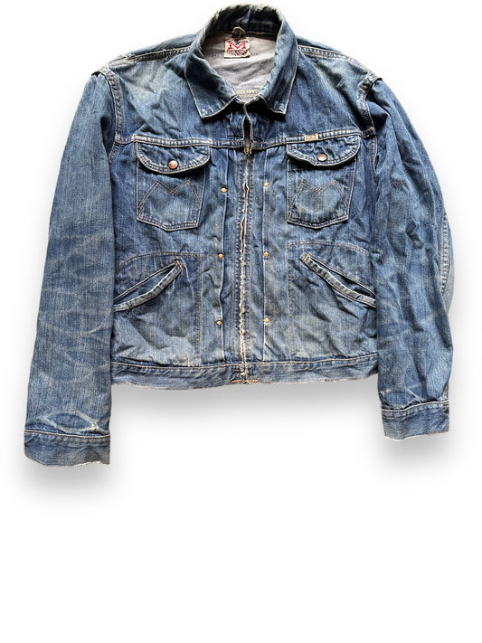 Front View of Vintage Maverick Blue Bell MJZ Denim Jacket SZ 40 | Vintage Denim Jacket Seattle | Barn Owl Seattle