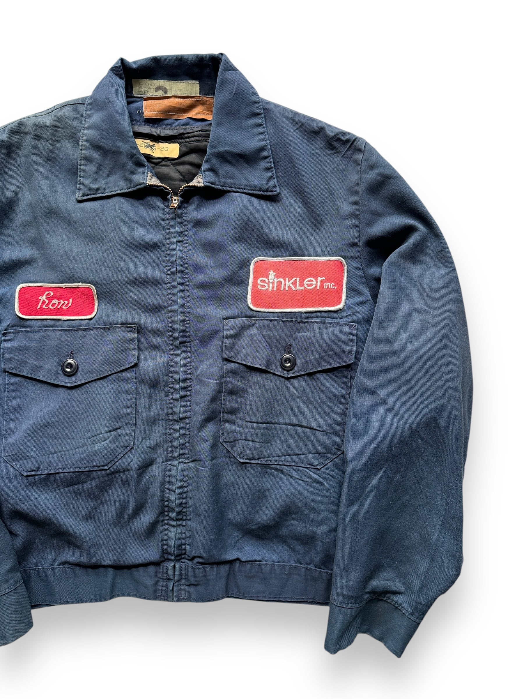 front left of Vintage "Ron" Quilted Lined Gas Station Jacket SZ 40R