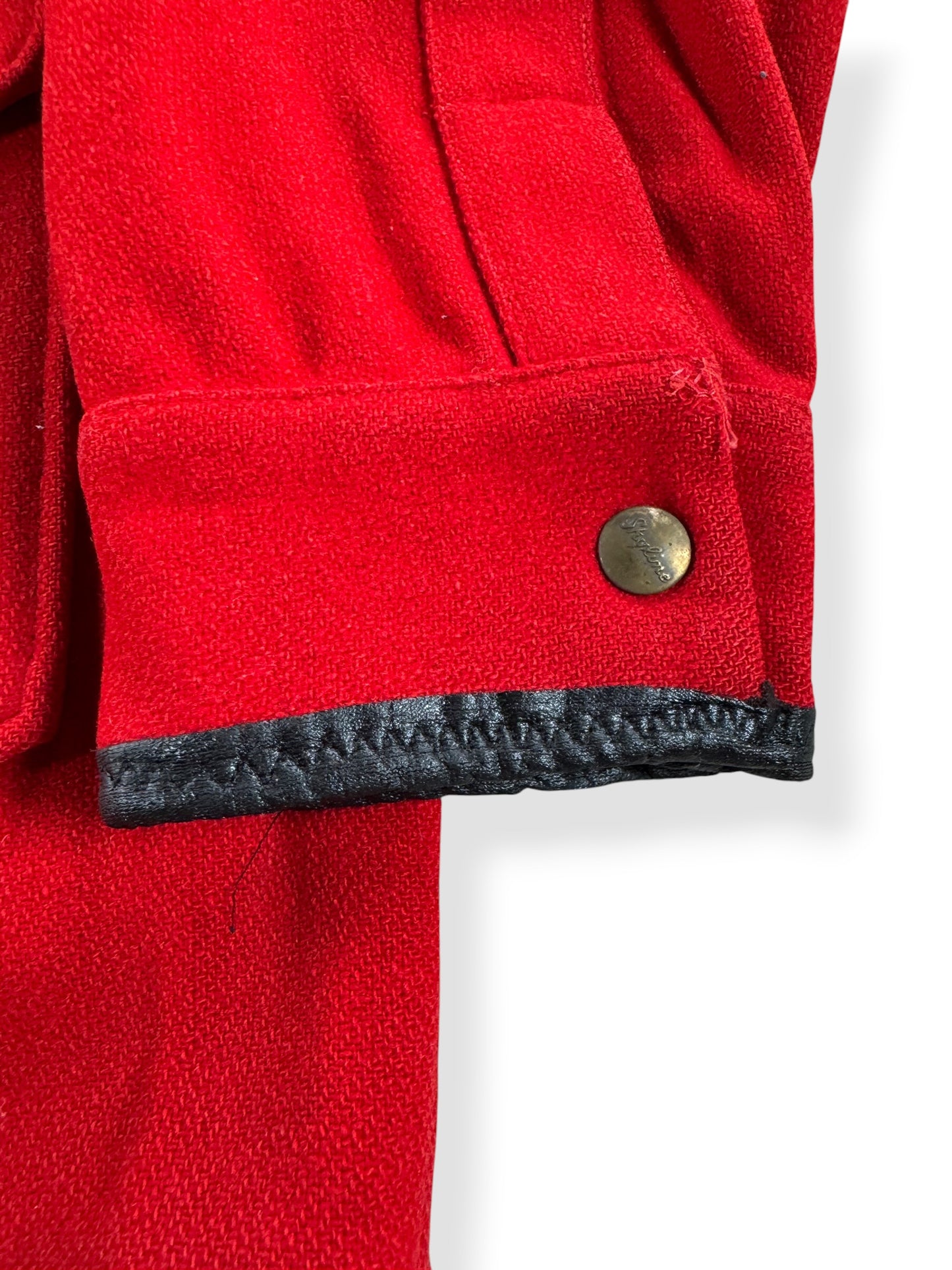 Leather Addition on Vintage Red Wool Skyline Cruiser Jacket SZ L