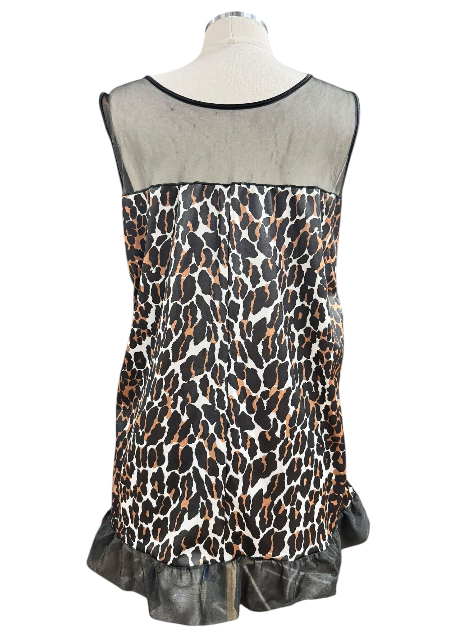 Back view of 1960s Leopard Print Babydoll Nighty L