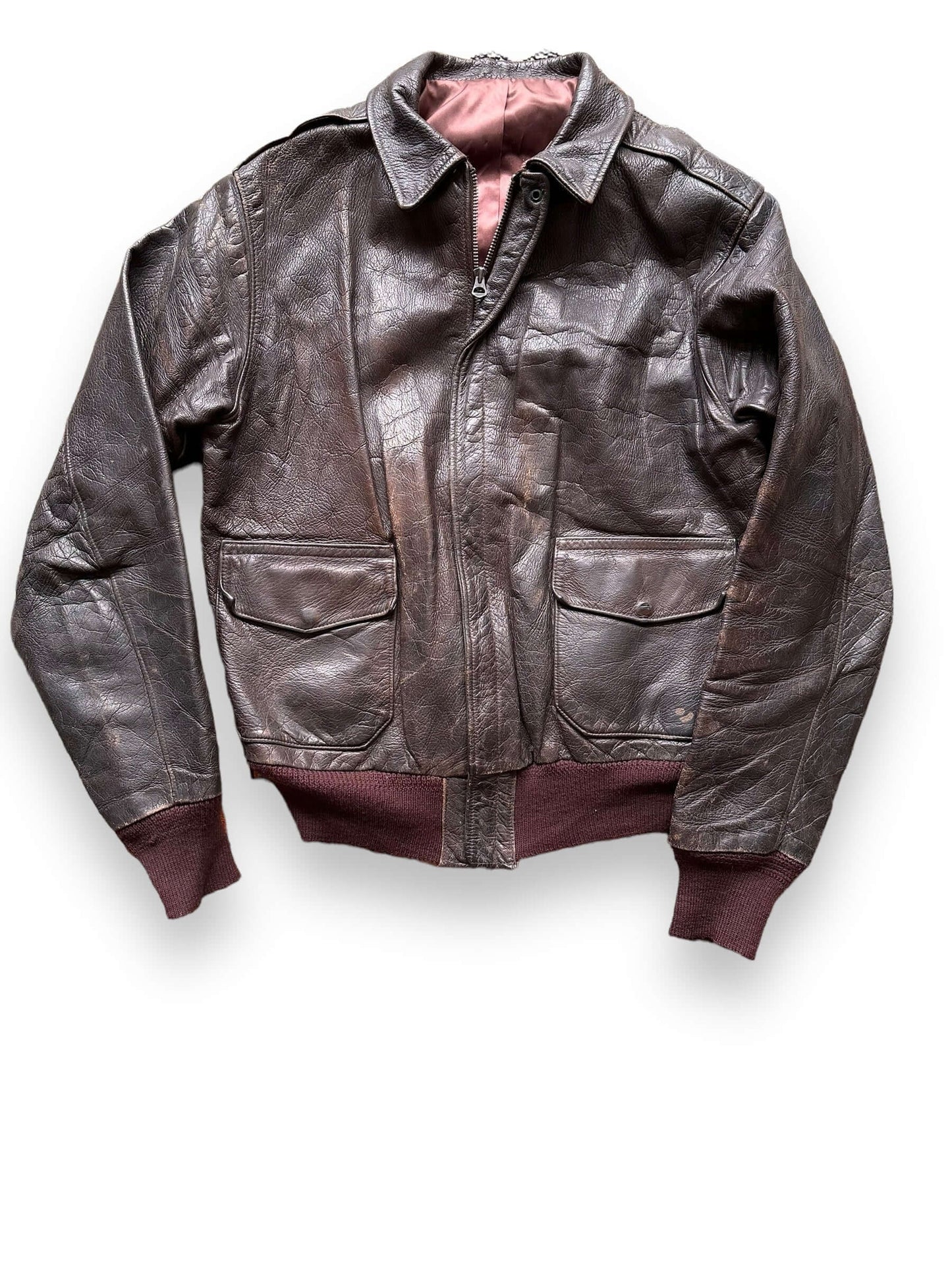 Front View of Vintage Leather Jacket SZ 44 | Vintage Leather Jackets Seattle