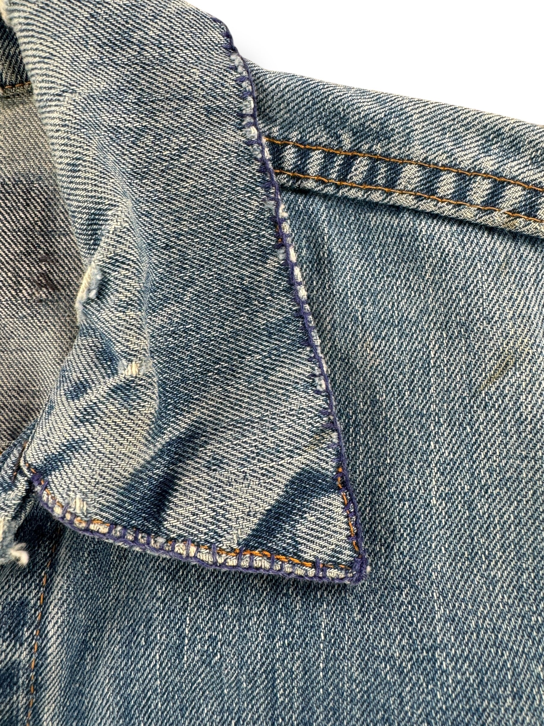 Repaired Collar on Vintage Levis 2 Pocket Trucker Jacket SZ S AS IS