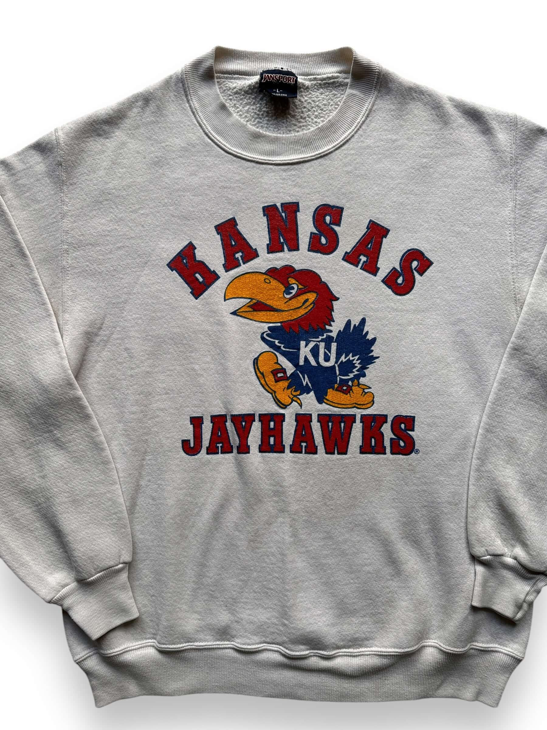 front close up of Vintage Kansas Jayhawks Crewneck SZ L