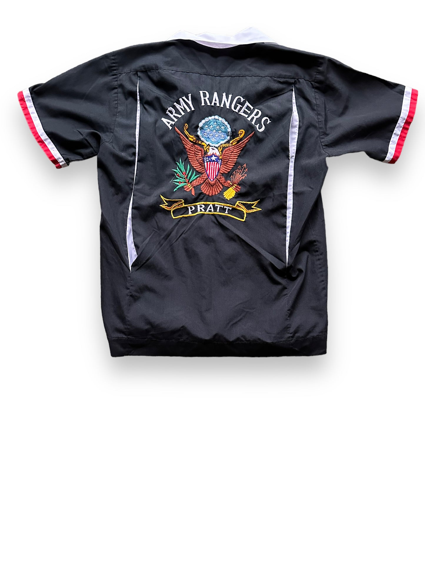 back of Vintage Army Rangers Bowling Shirt SZ M | Vintage Bowling Shirt Seattle | Barn Owl Vintage Seattle