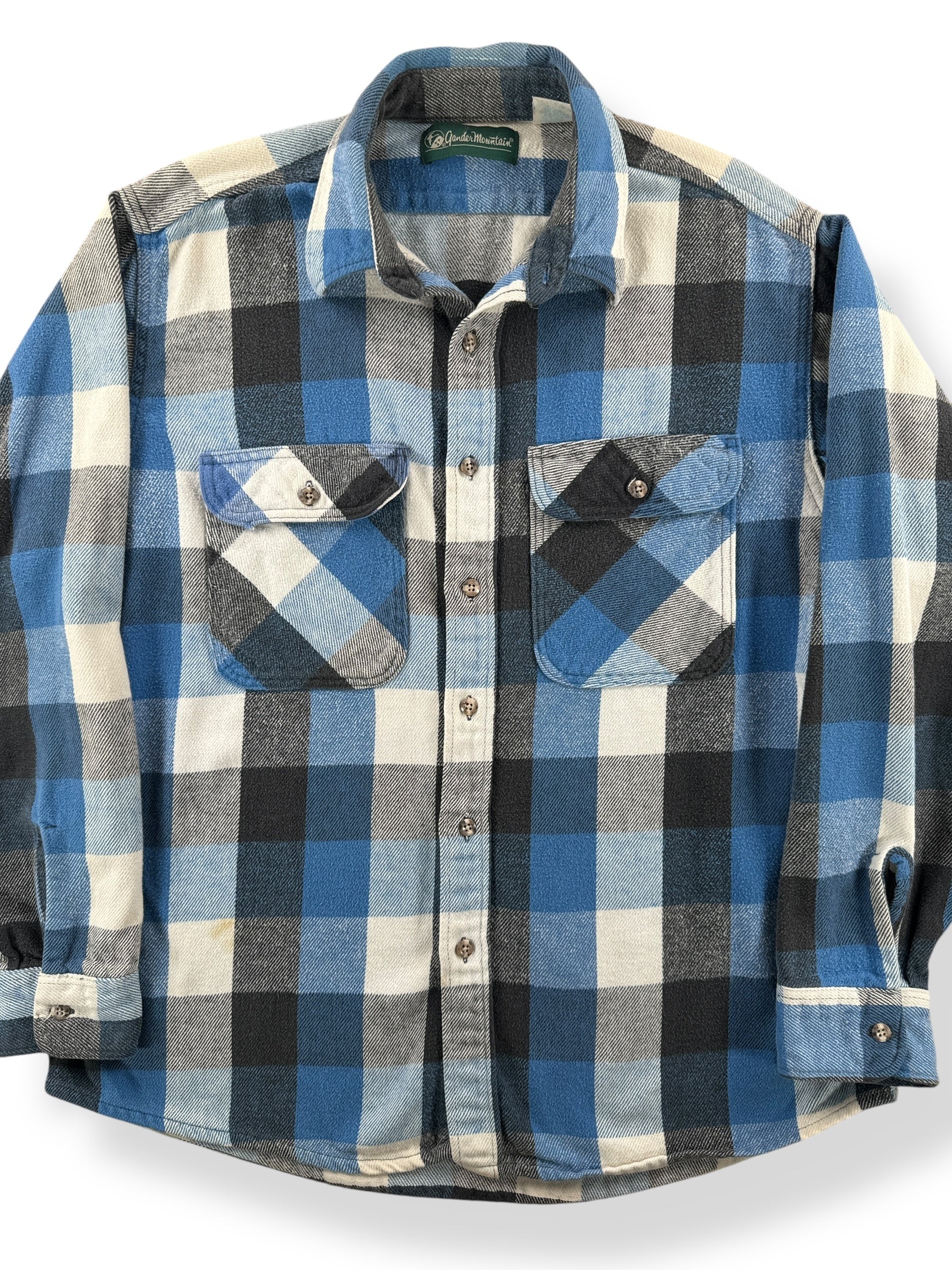 Front Close Up of Vintage Gander Mountain Cotton Flannel SZ XL