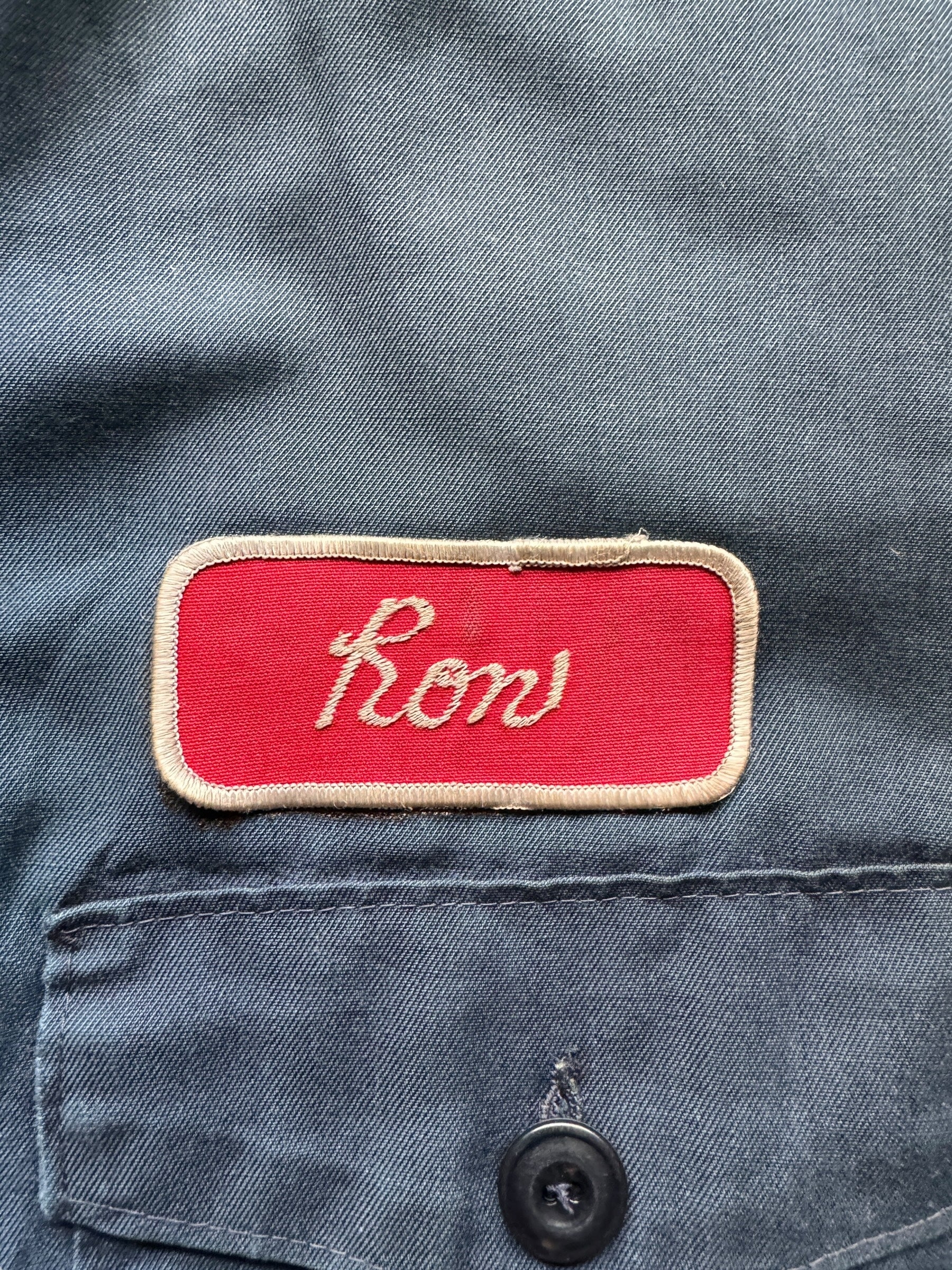 Ron patch on Vintage "Ron" Quilted Lined Gas Station Jacket SZ 40R