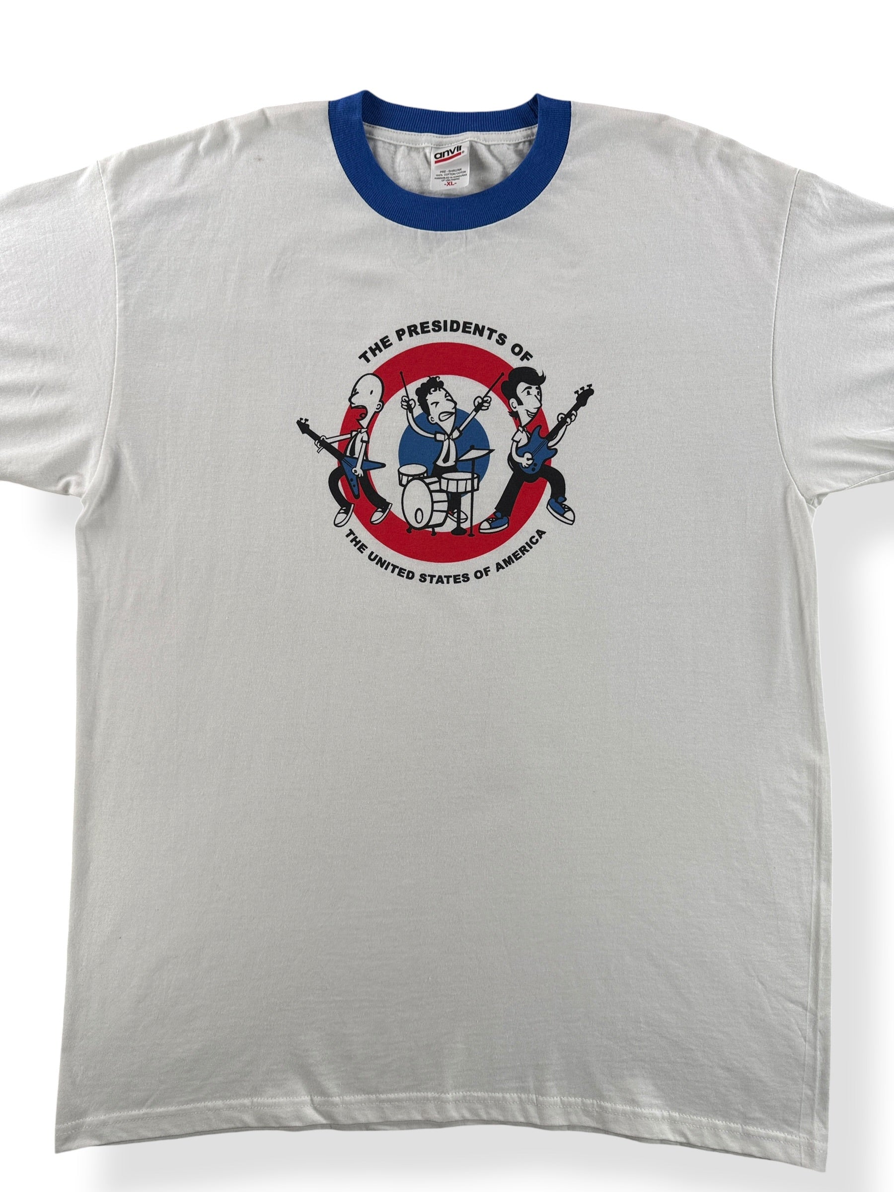 Front Close Up of Vintage Presidents Of The United States Band Tee SZ XL