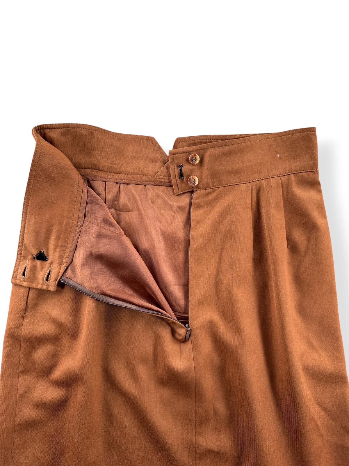 Open zipper on Vintage 1990s Perry Ellis Wool Skirt W30