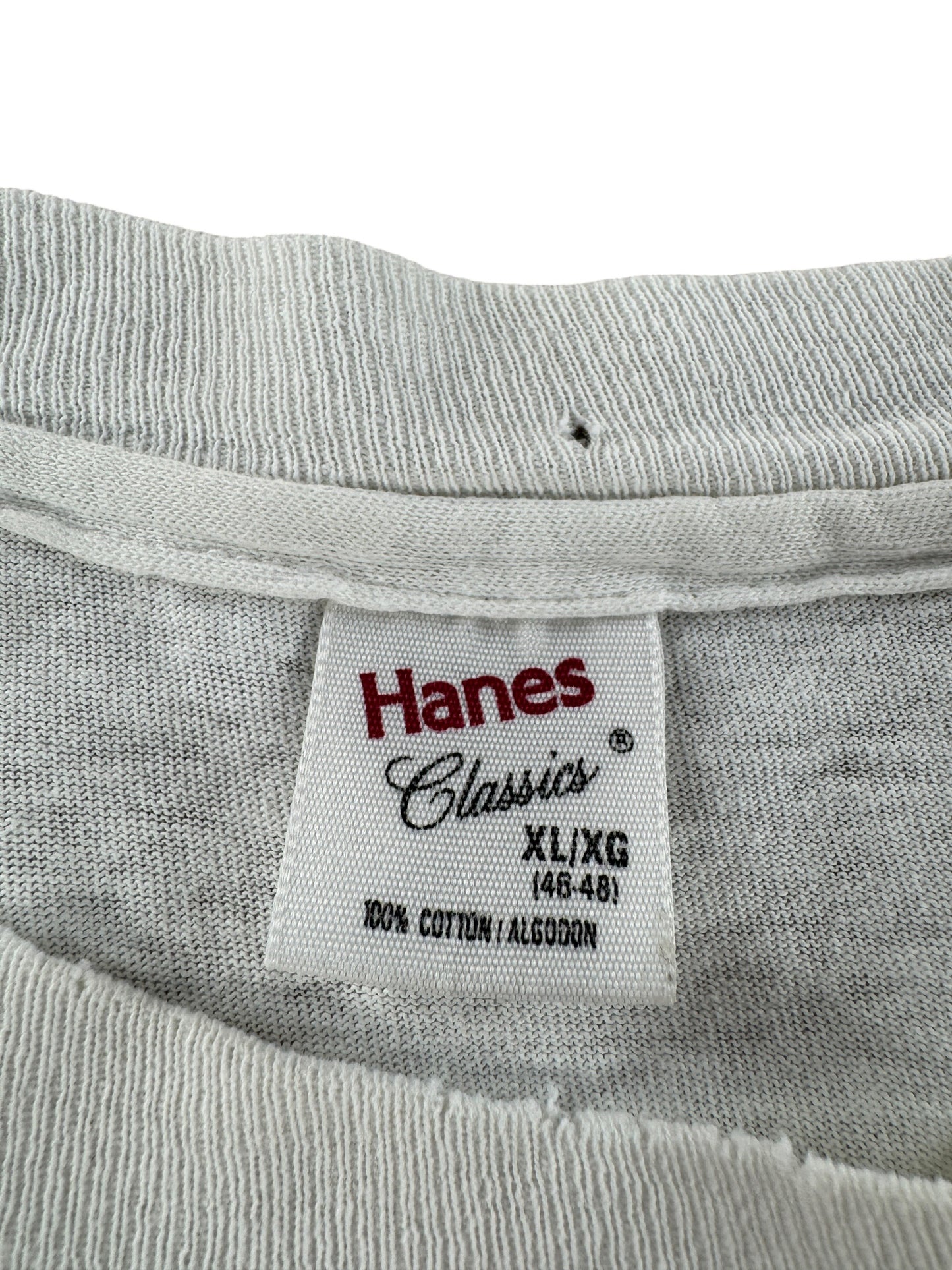 Tag on Vintage Hanes 100% Cotton White Blank Tee SZ XL