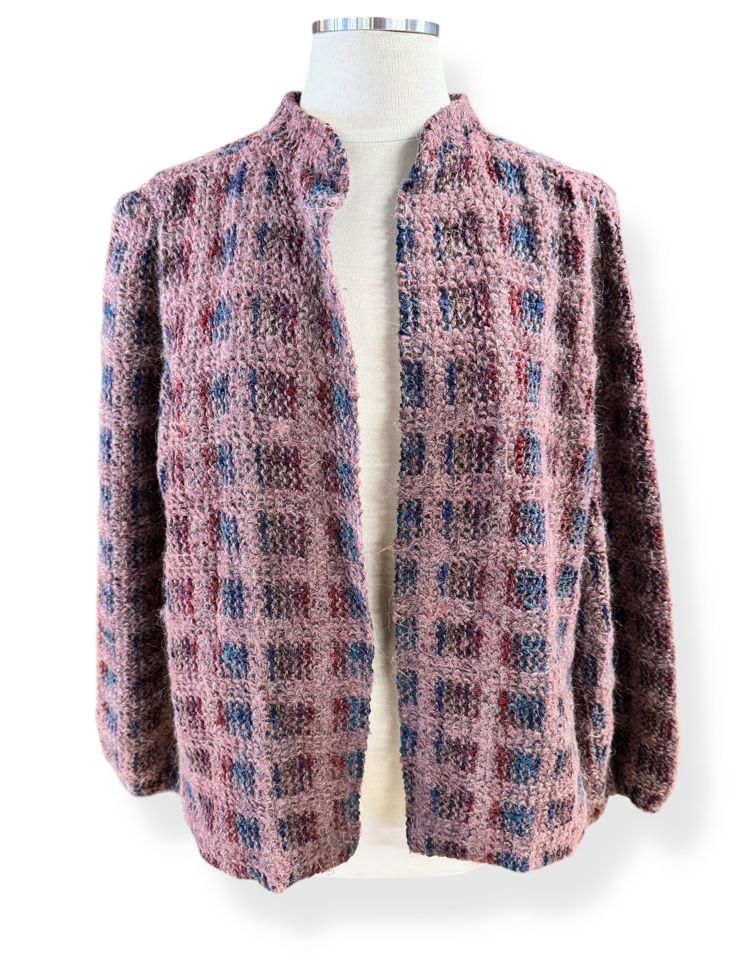 Front view of 1980s Florence Henderson Grandma Cardigan L