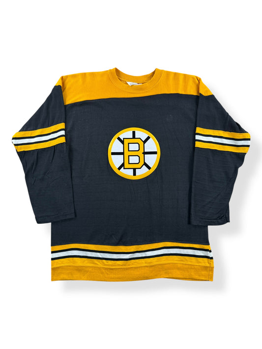 Front of Vintage 70s Boston Bruins Durene Jersey SZ L