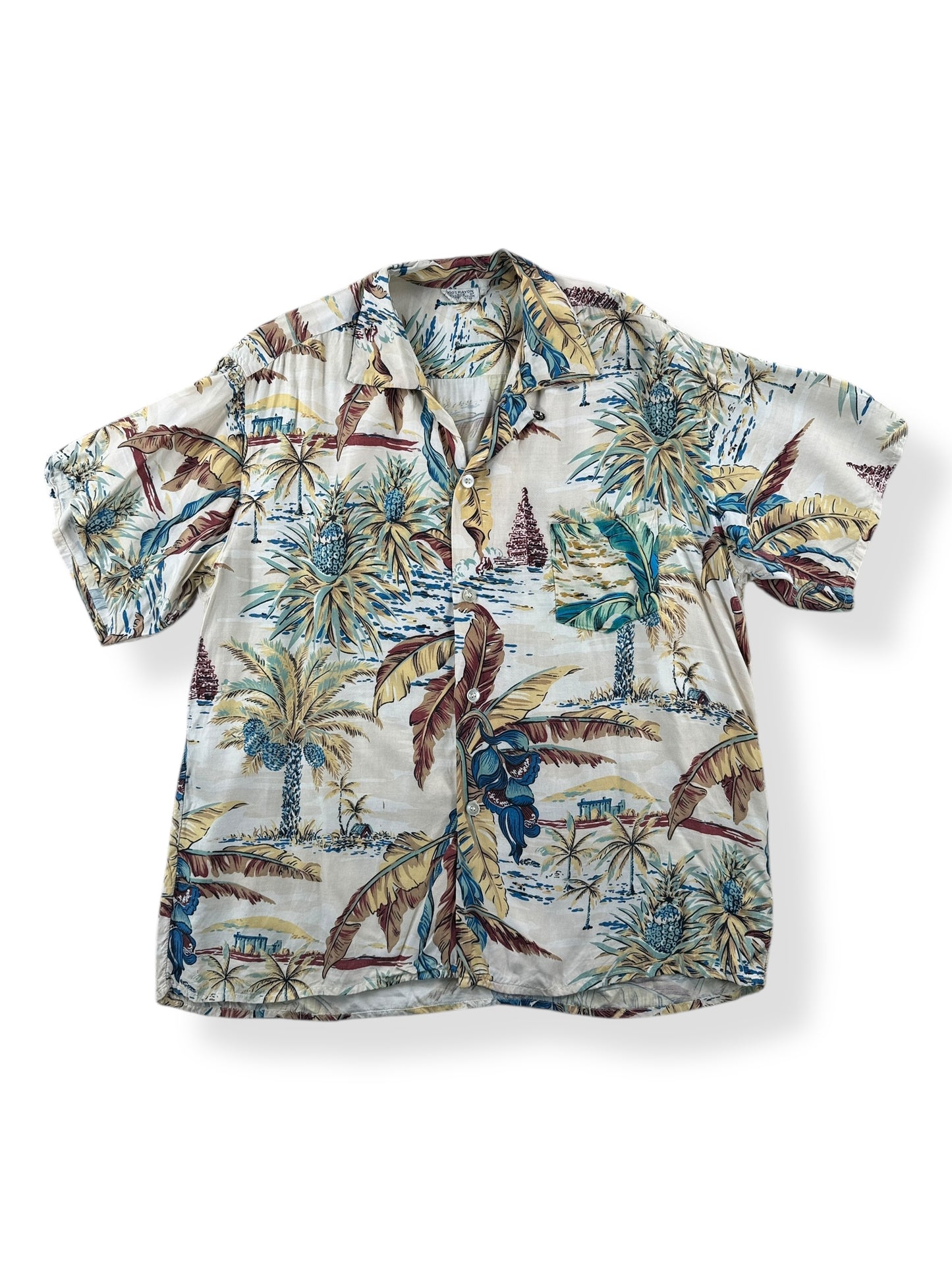 Front of Vintage Rayon Floral Aloha Shirt SZ L