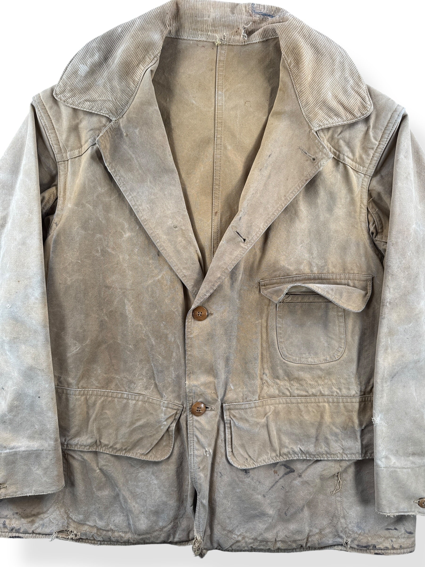 Front Close Up of Vintage 40s Era Hunting Jacket SZ M