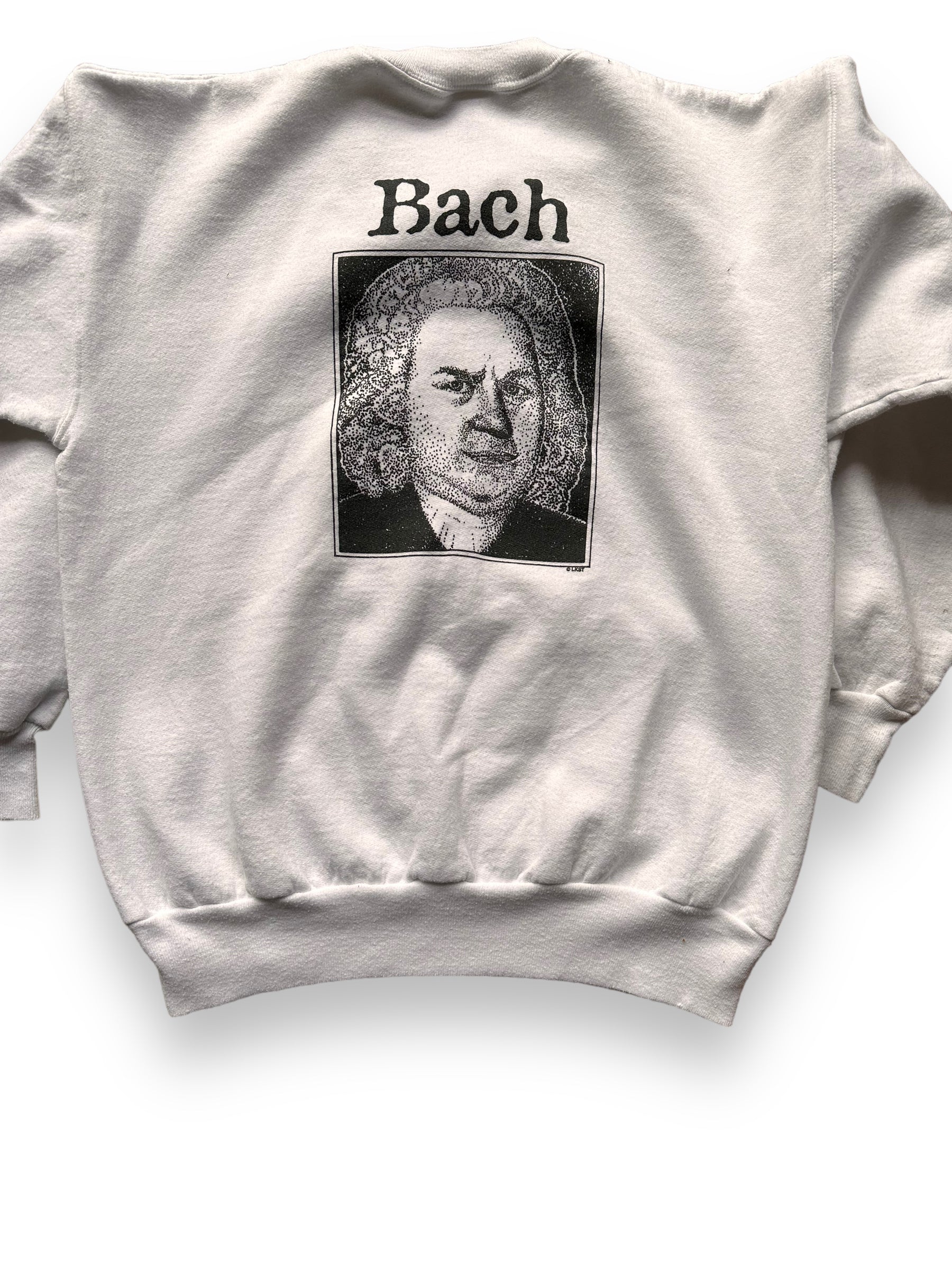 Rear Detail on Vintage Front Bach Classical Humor Crewneck Sweatshirt SZ M | Vintage Crewneck Sweatshirts Seattle | Barn Owl Vintage Seattle