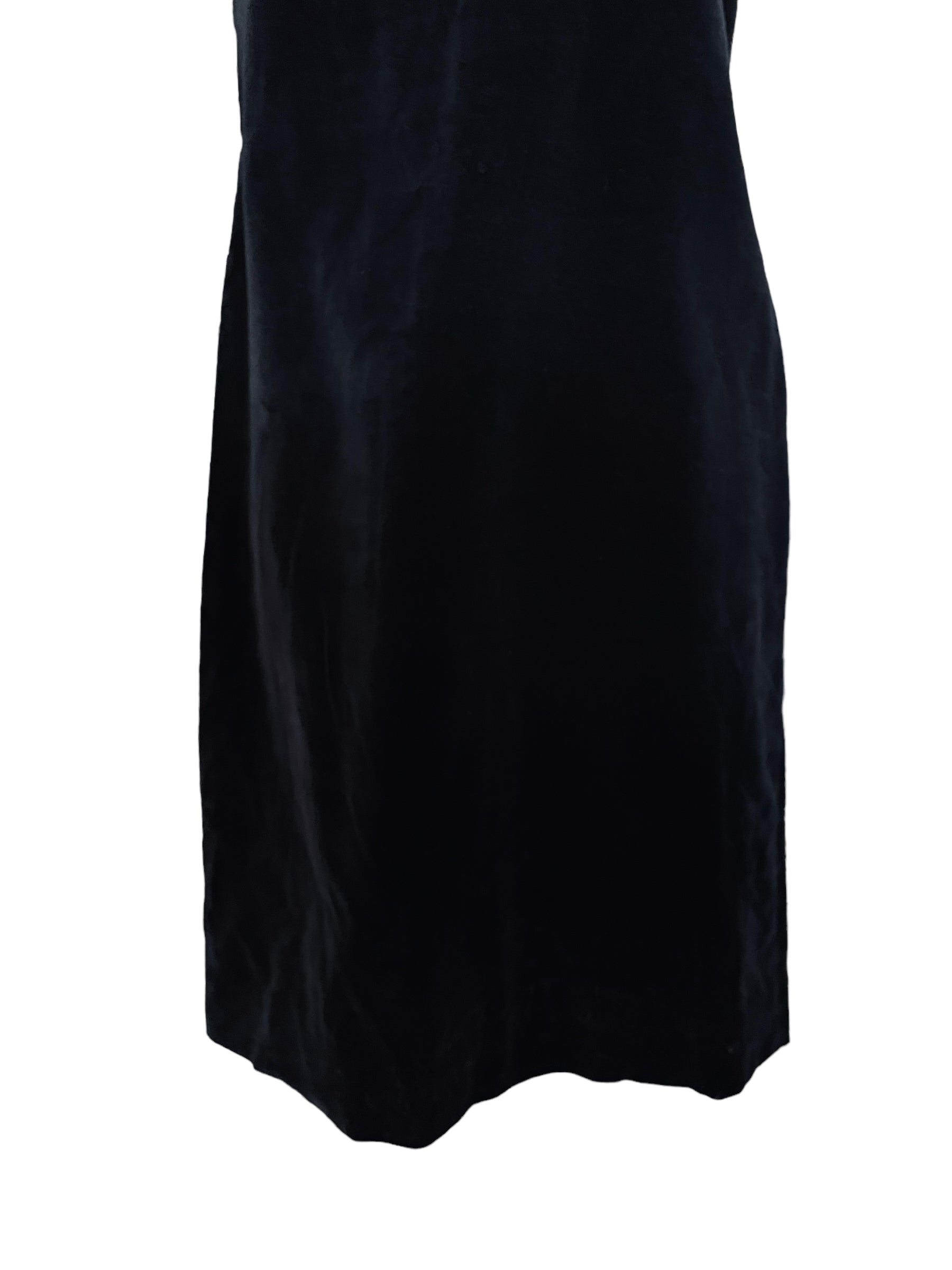 Front skirt view of Vintage 1950s Donnkenney Black Velvet Dress|  Barn Owl Vintage | Seattle Vintage Dresses