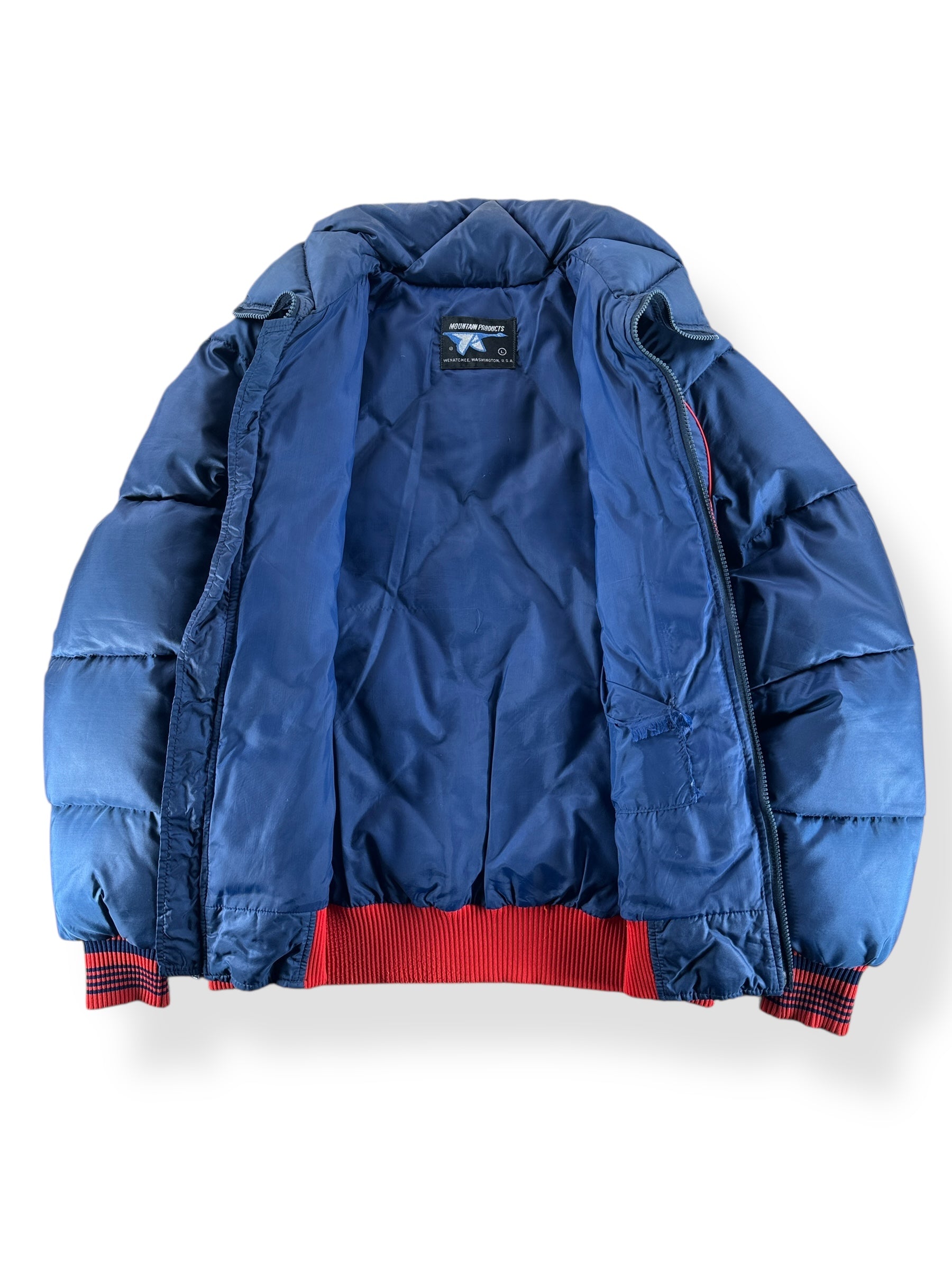Inside of Vintage 80s Blue Puffer Ski Jacket SZ L