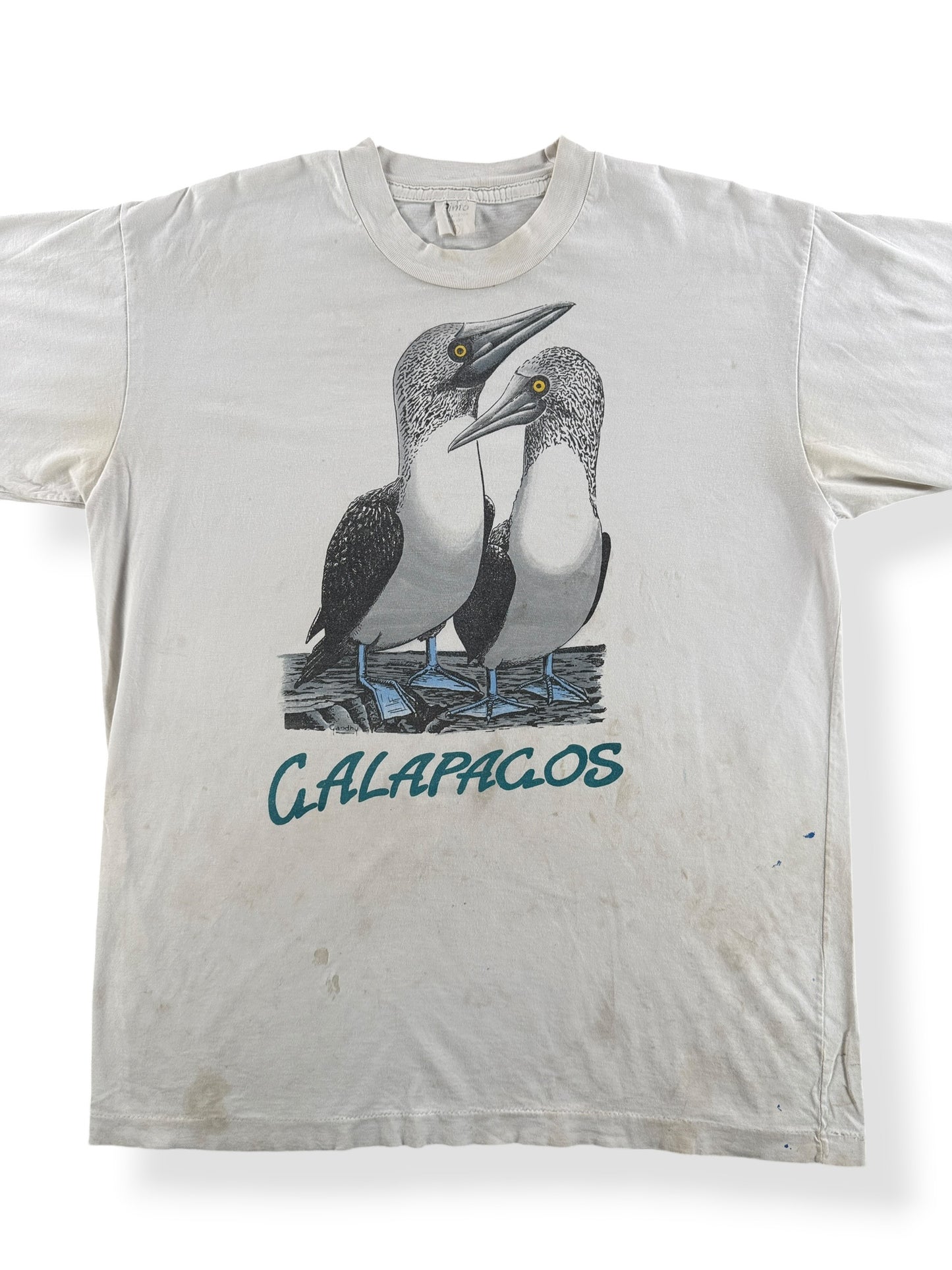 Front Close Up of Vintage Galapagos Bird Tee SZ L