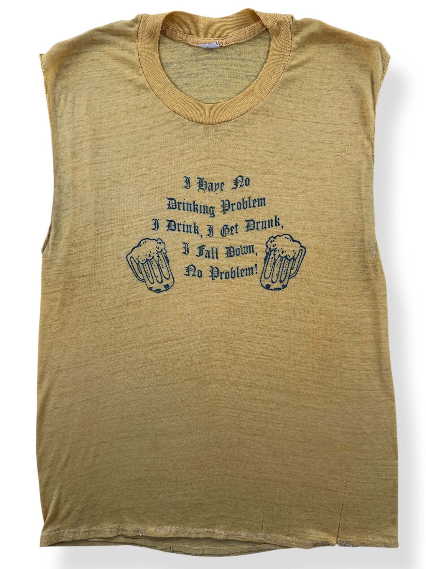 Front Close Up of Vintage Drunkard Paperthin Cutoff Tee SZ S